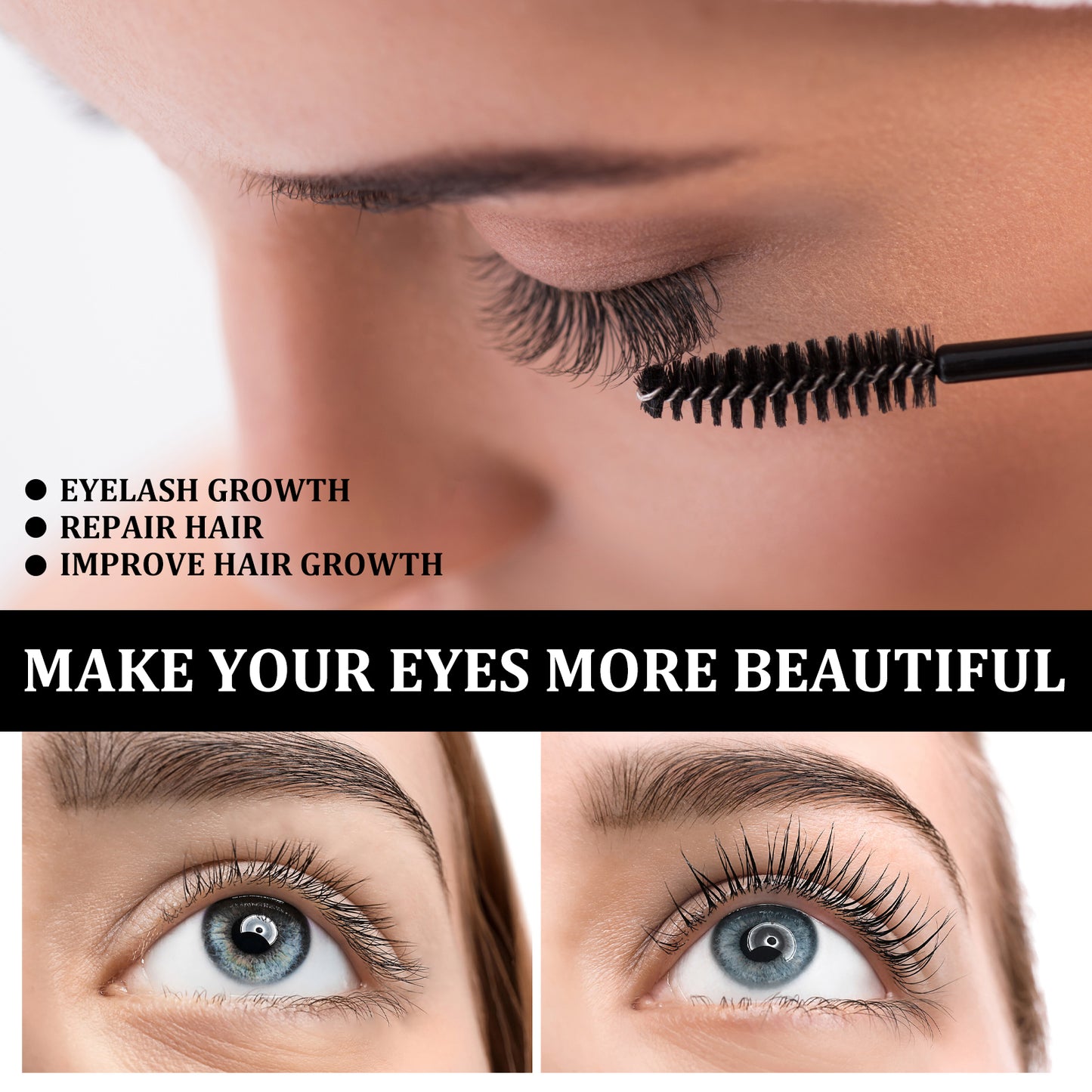 EELHOE Castor Oil Mascara Daily Natural Eyelash Curling Beautiful Makeup Holding Gentle Moisturizing Care Solution
