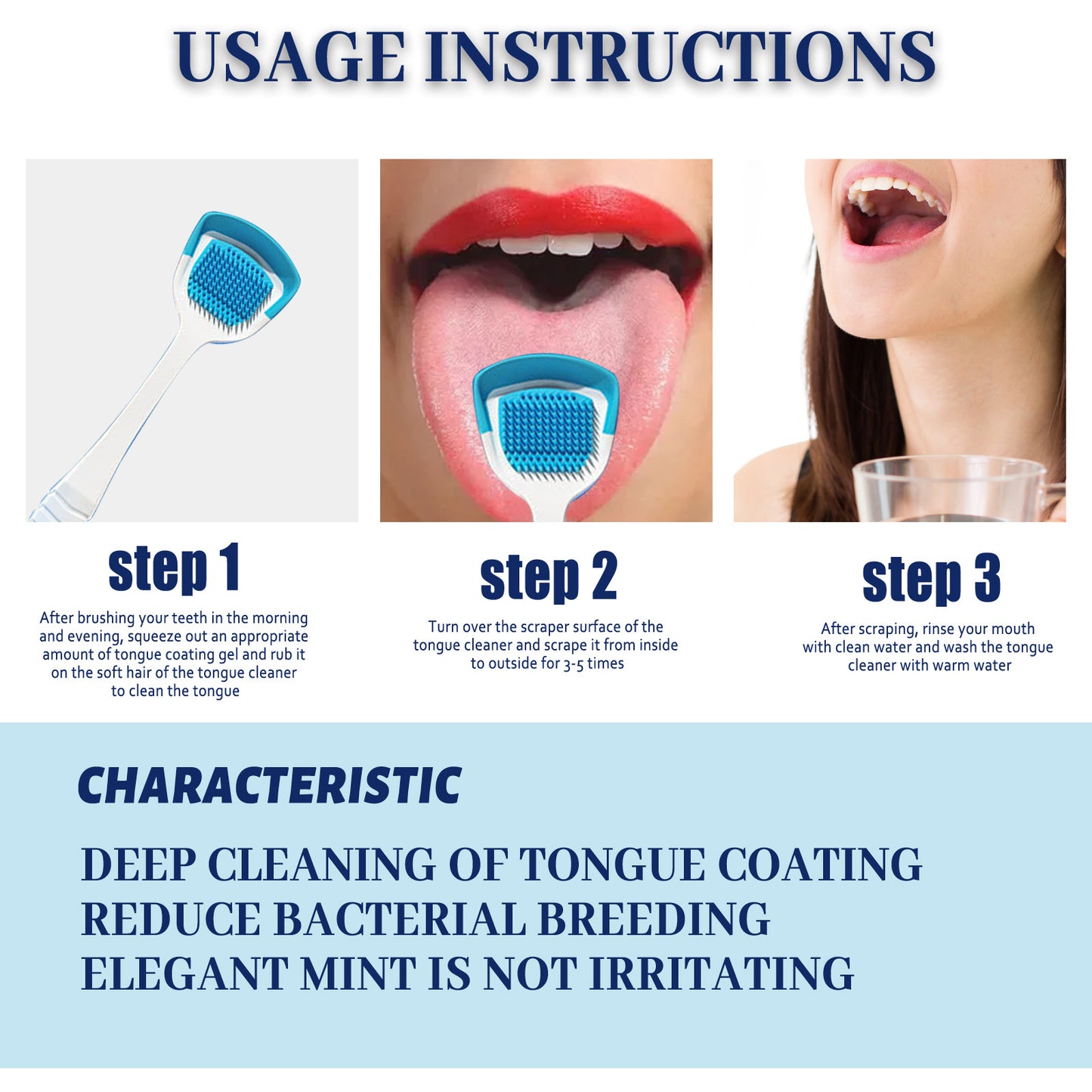 EELHOE Tongue Coating Cleaning Gel Tongue Coating Cleaning Oral Care Removing Oral Odor Fresh Breath Gel with Brush