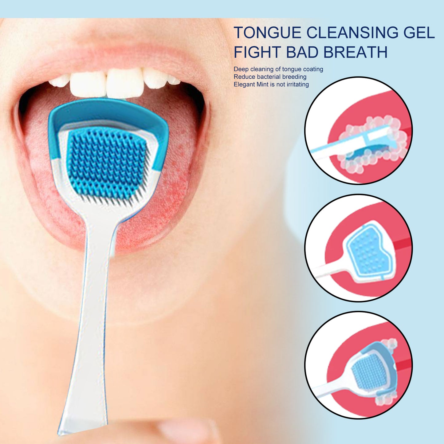 EELHOE Tongue Coating Cleaning Gel Tongue Coating Cleaning Oral Care Removing Oral Odor Fresh Breath Gel with Brush