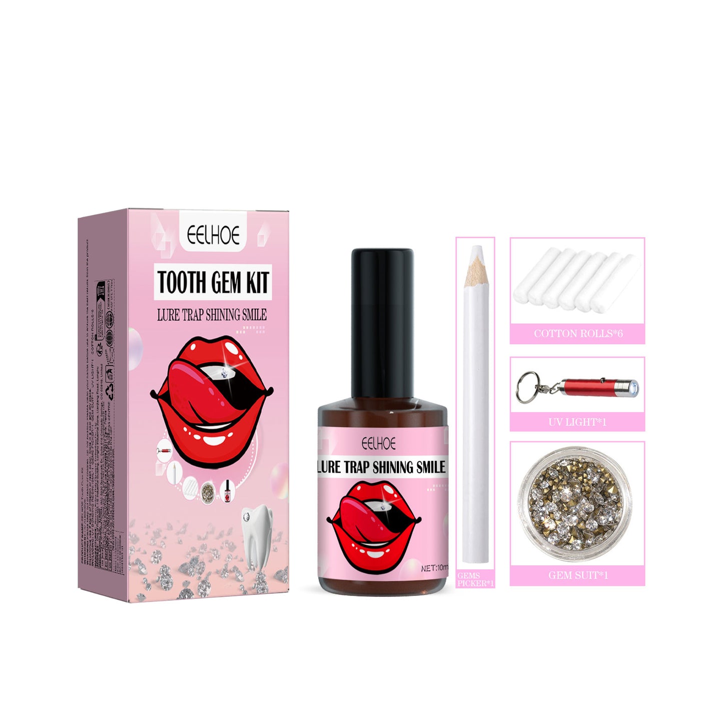 EELHOE Teeth Gem suit White Teeth Easy to Remove Easy to Install Beautiful Strong Gem suit