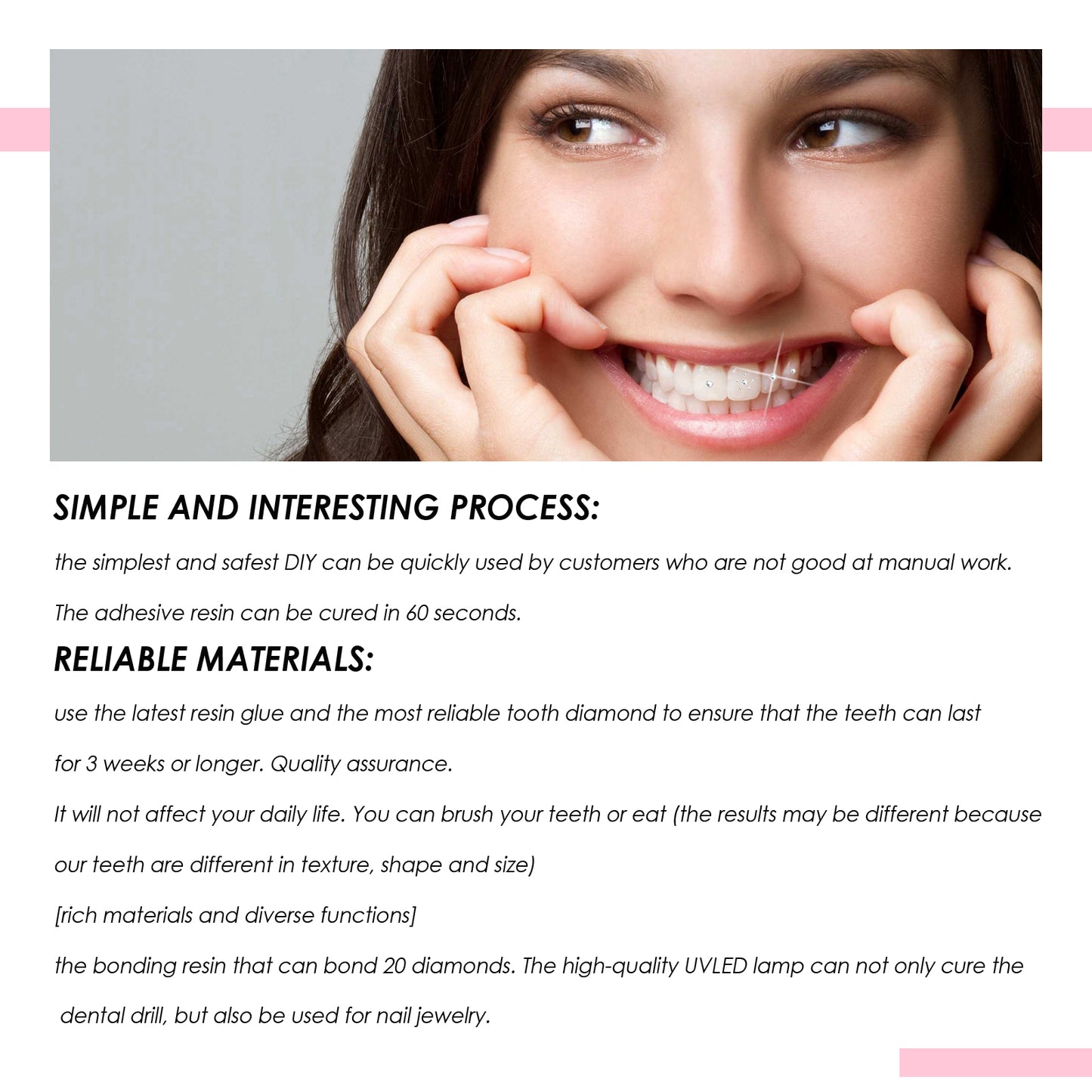 EELHOE Teeth Gem suit White Teeth Easy to Remove Easy to Install Beautiful Strong Gem suit