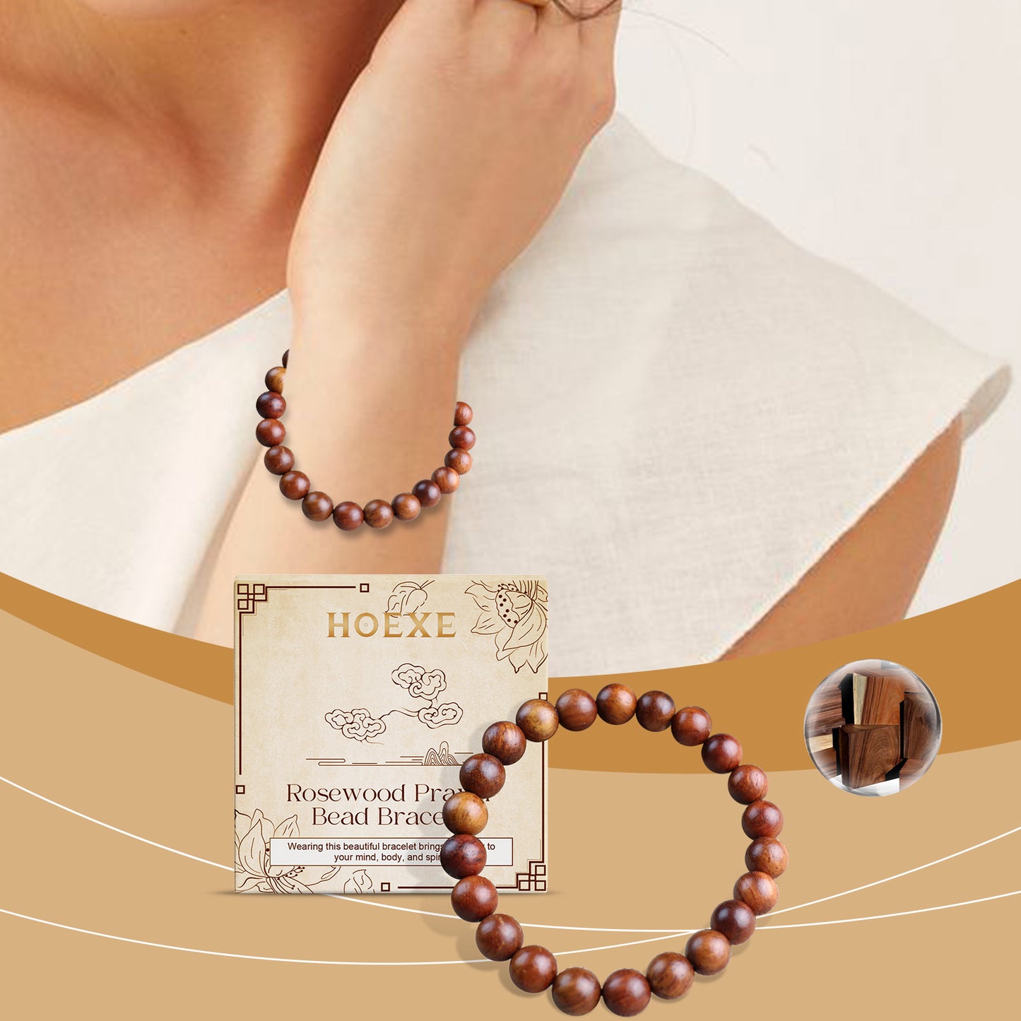 Hoexe Rosewood Bracelet Unisex Daily Life Decoration Collocation Rosewood Bracelet Beaded