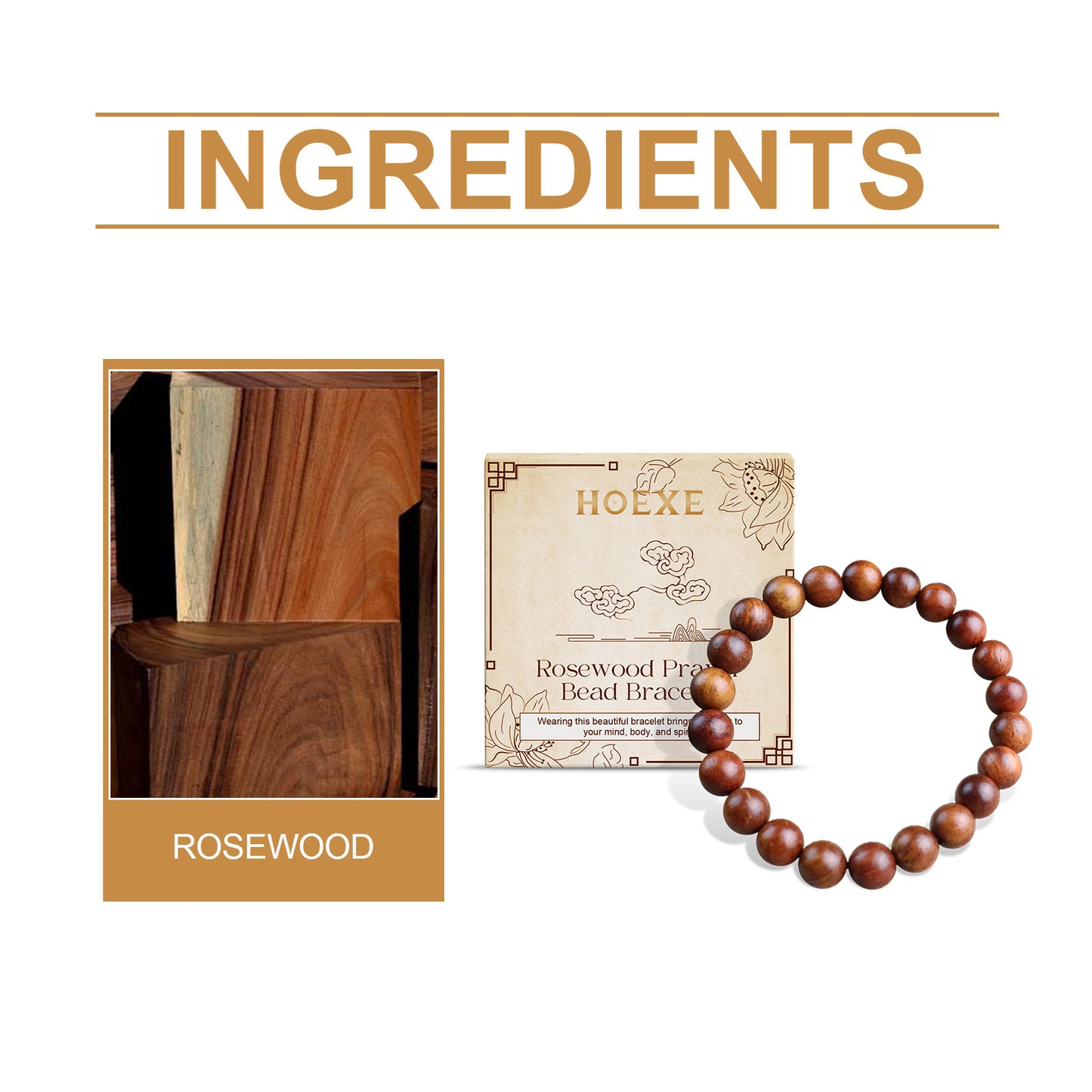 Hoexe Rosewood Bracelet Unisex Daily Life Decoration Collocation Rosewood Bracelet Beaded