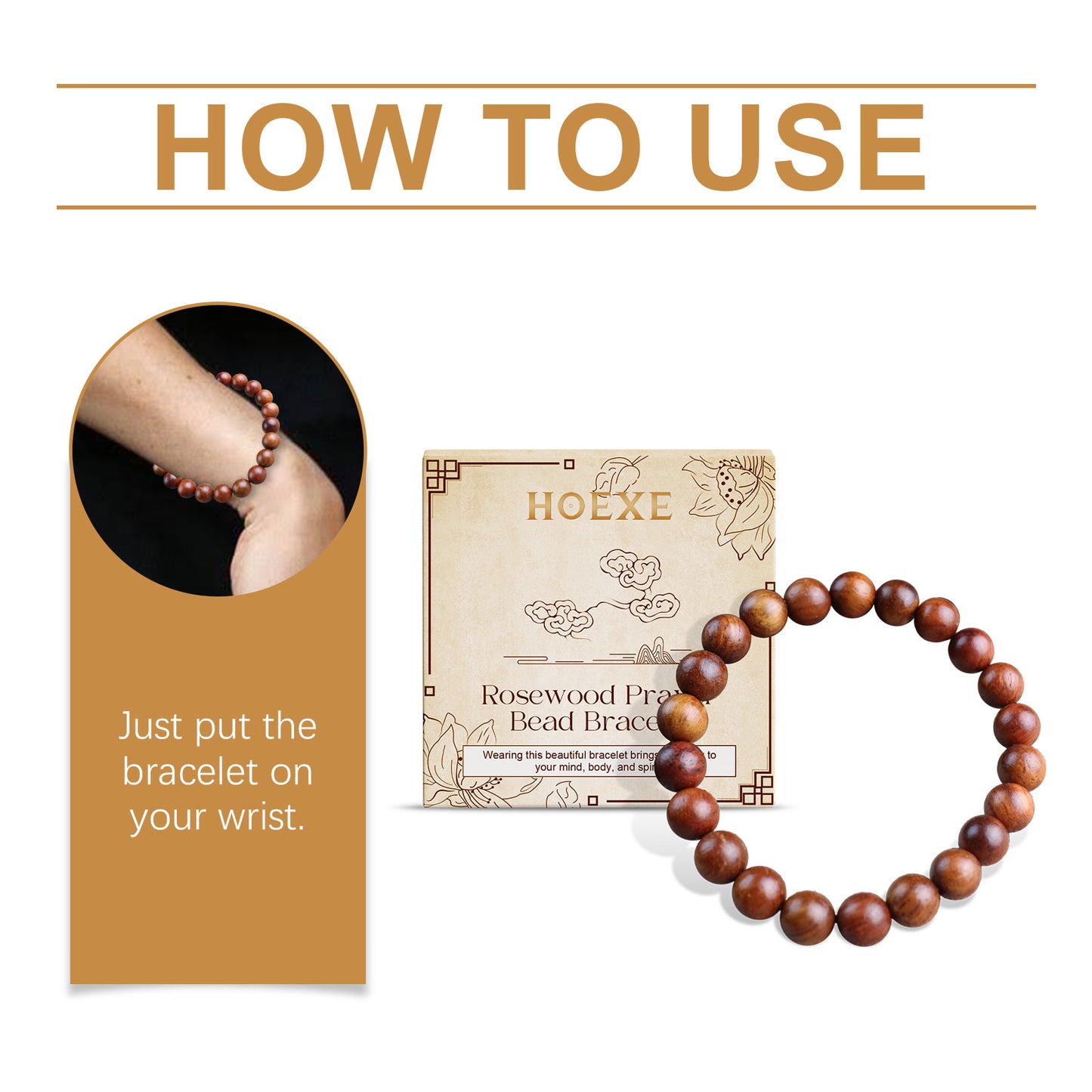 Hoexe Rosewood Bracelet Unisex Daily Life Decoration Collocation Rosewood Bracelet Beaded
