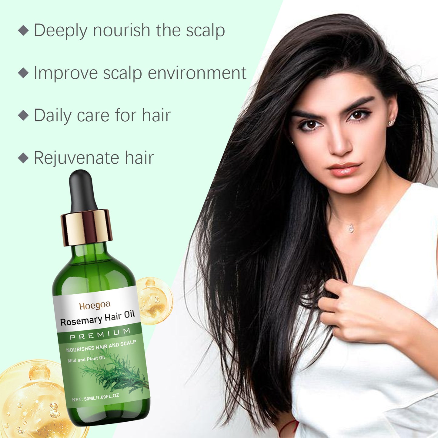 Hoegoa Rosemary Oil Hair Essential Oil Strong and Flexible Hair Nourishing Hair Care Rosemary Oil Essential Oil