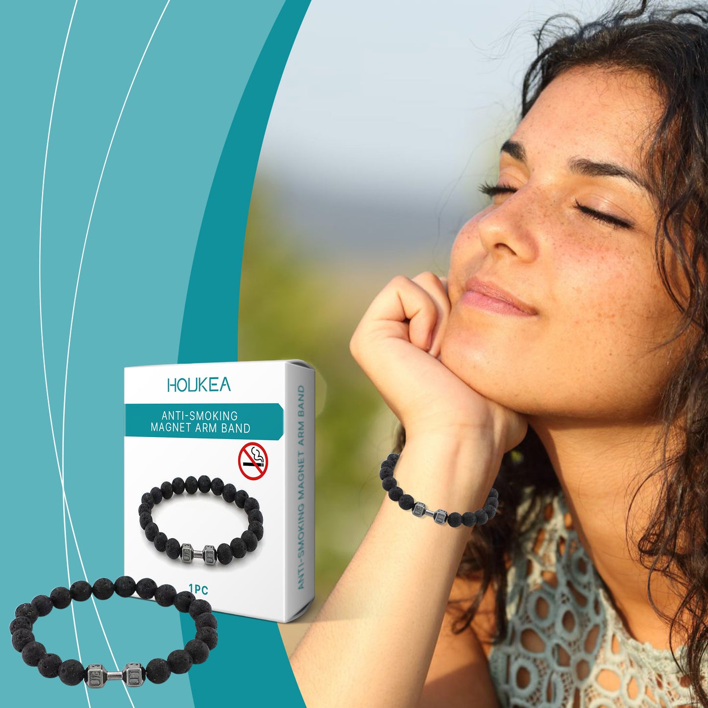 Houkea Volcanic Stone Bracelet Men's Bracelet Fashion Single Design Natural Ingredients Daily Wear Bracelet