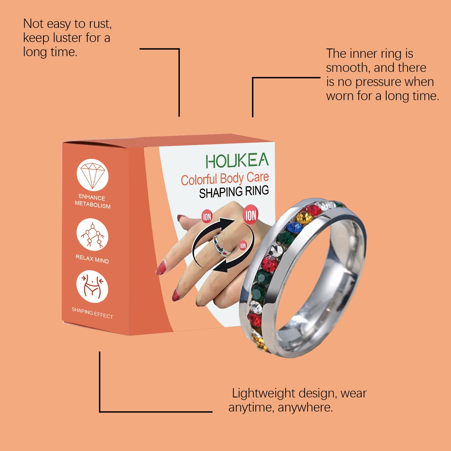 Houkea Color Ring Color Ring Beautiful Simple Accessories Body Care Daily Fashion Trend Jewelry