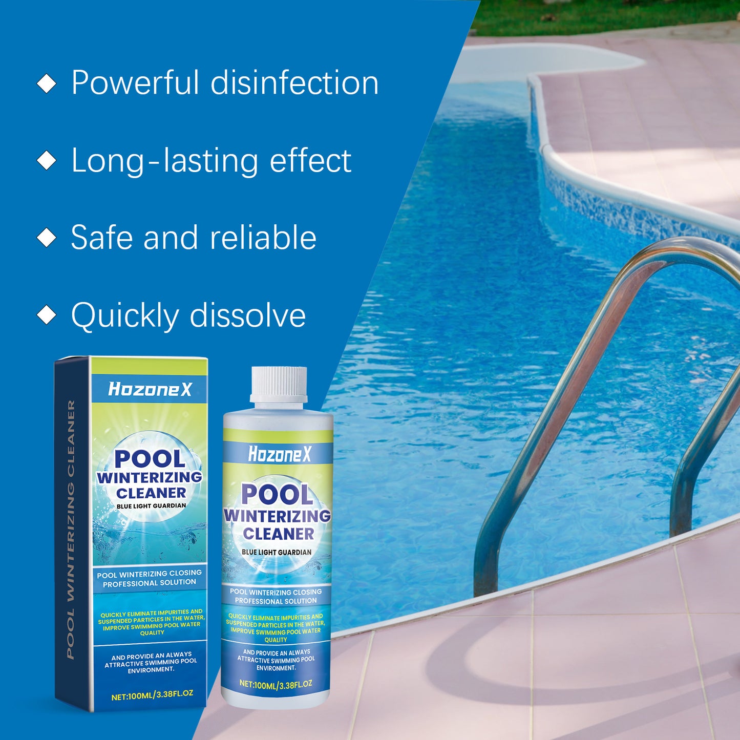HozoneX Swimming Pool Water Quality Clarifying Agent Used to Improve Water Quality of Household Public Outdoor Swimming Pool Cleaning Agent