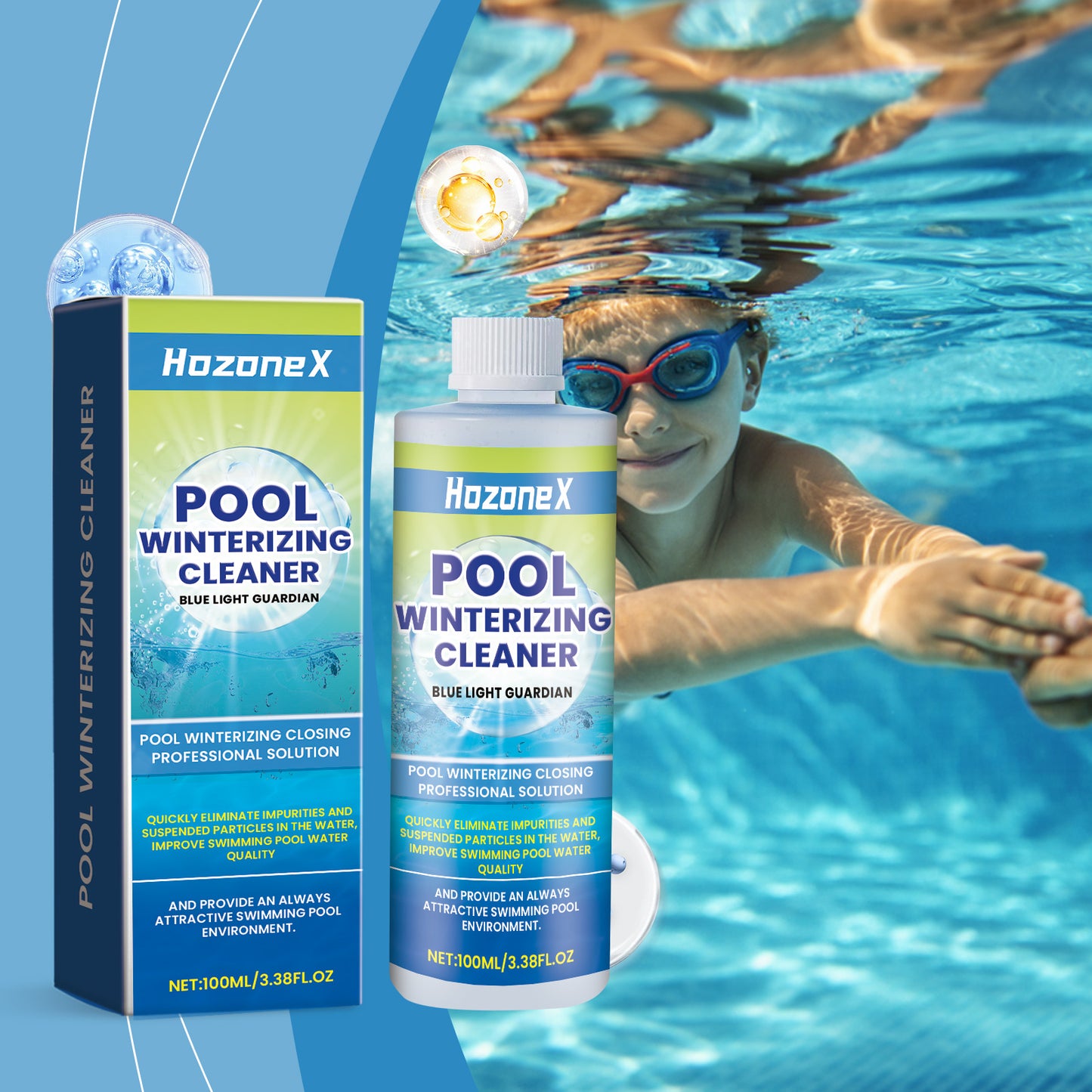HozoneX Swimming Pool Water Quality Clarifying Agent Used to Improve Water Quality of Household Public Outdoor Swimming Pool Cleaning Agent