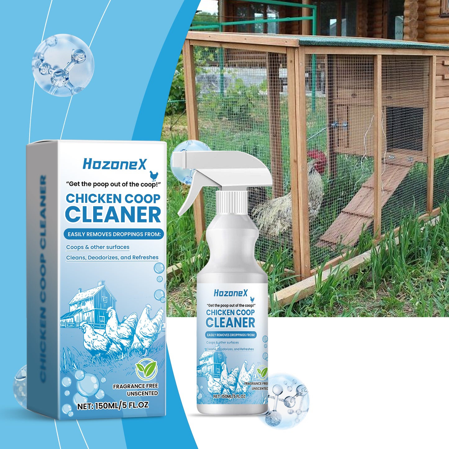 HozoneX outdoor chicken coop deodorant chicken coop cleaner mild non-irritating fresh clean chicken coop environment