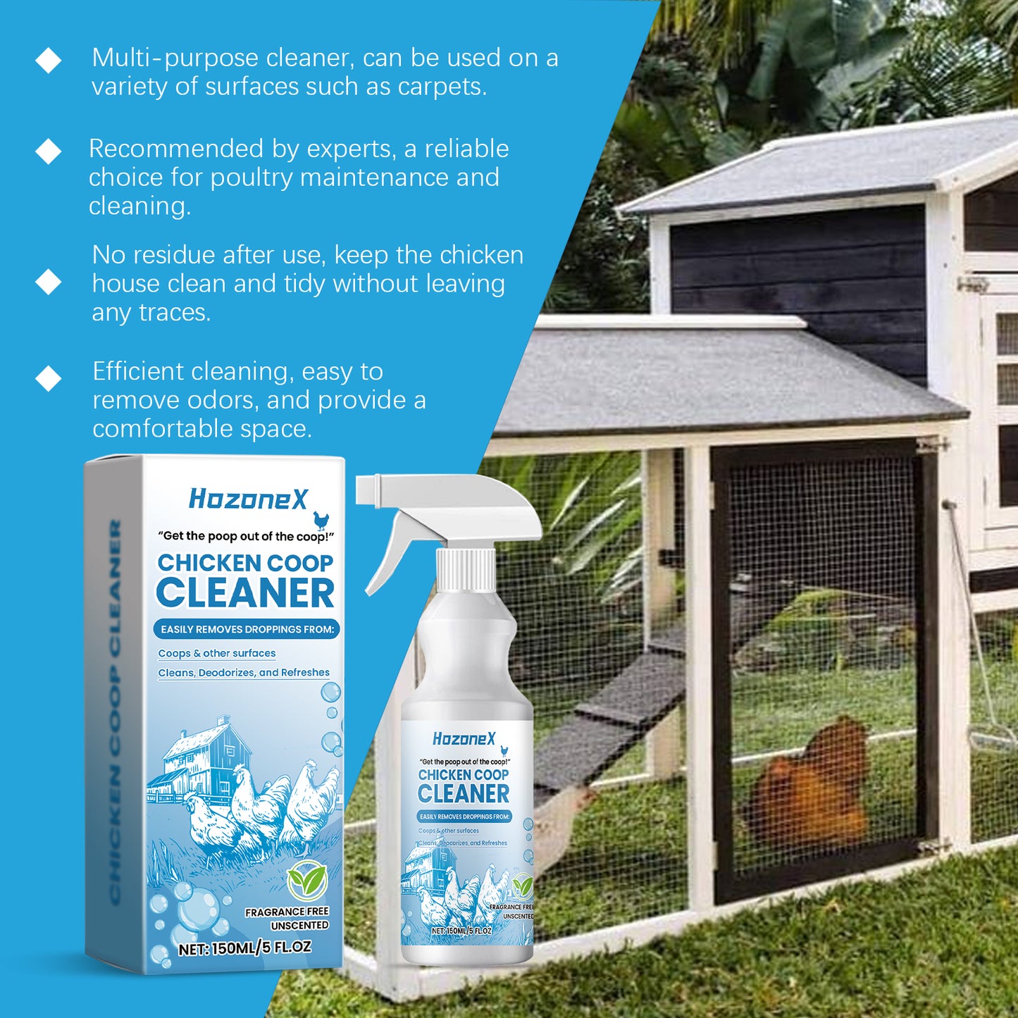 HozoneX outdoor chicken coop deodorant chicken coop cleaner mild non-irritating fresh clean chicken coop environment
