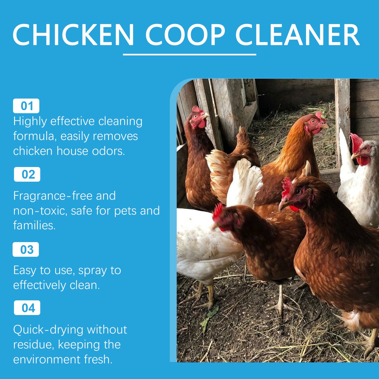 HozoneX outdoor chicken coop deodorant chicken coop cleaner mild non-irritating fresh clean chicken coop environment