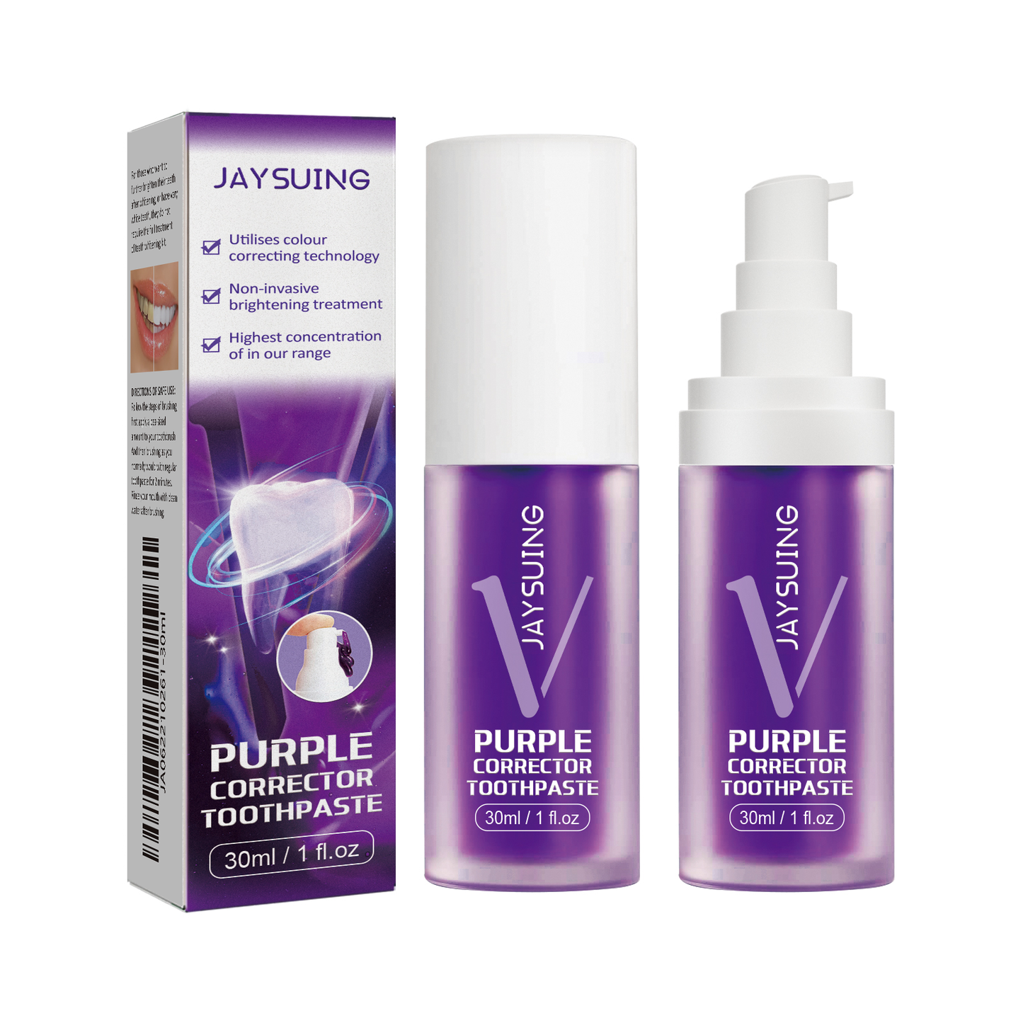 Jaysuing Purple Bright White Toothpaste Clean Tooth Stains Fresh Breath Bright White Toothpaste