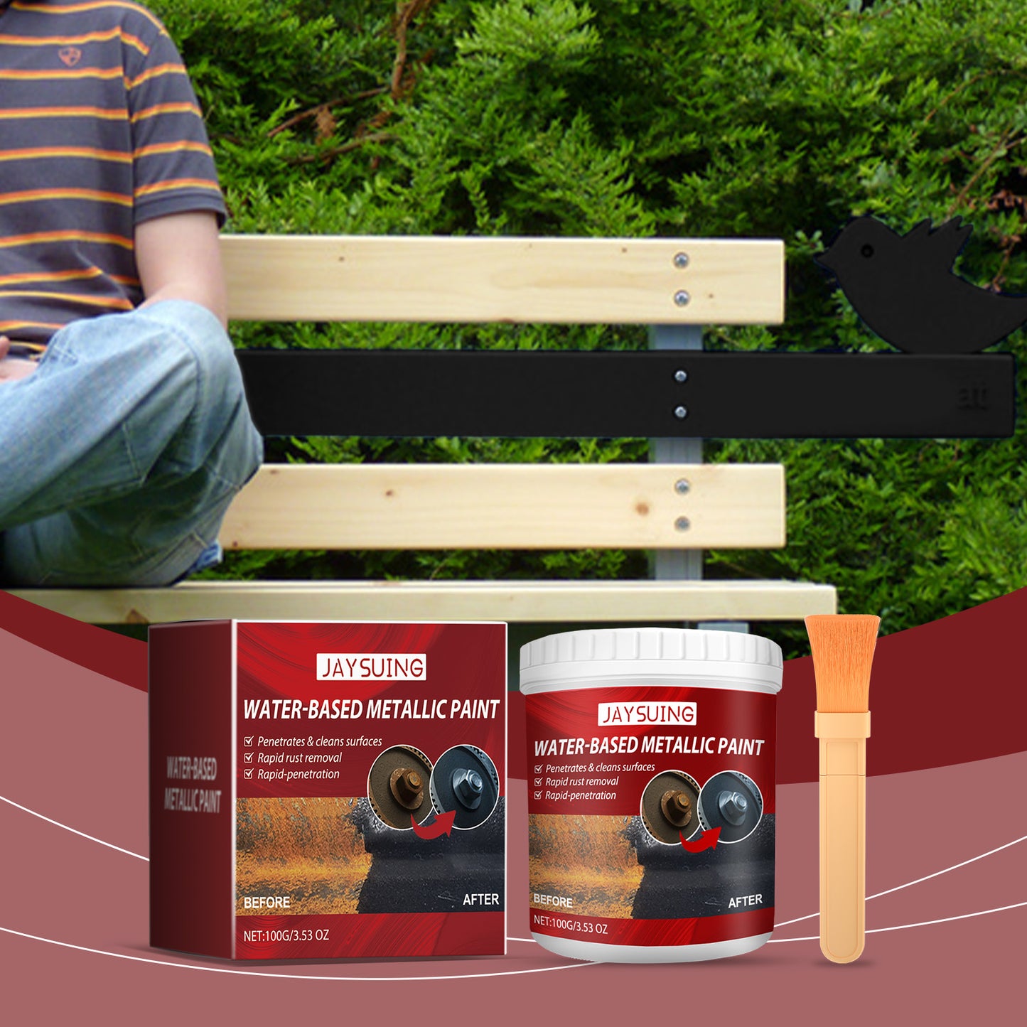 Jaysuing rust-free primer (100g) metallic paint anti-rust radiator anti-corrosion conversion renovation coating primer conversion agent