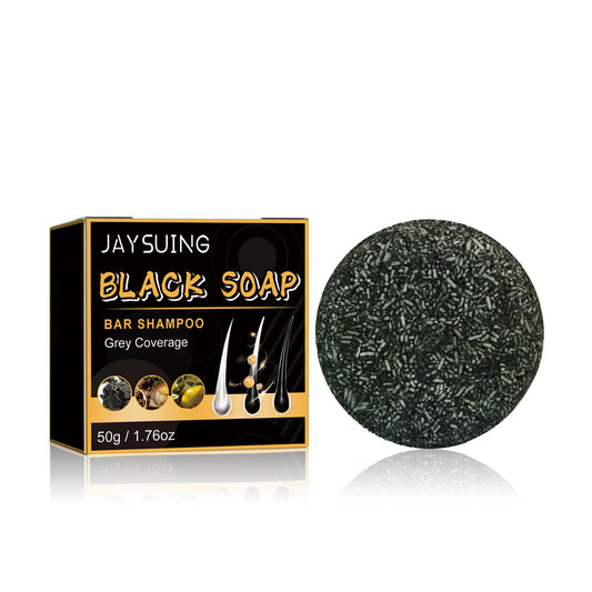 Jaysuing Black Hair Soap Black Thick Hair Cleaning Scalp Soft Strong Hair Shampoo Soap