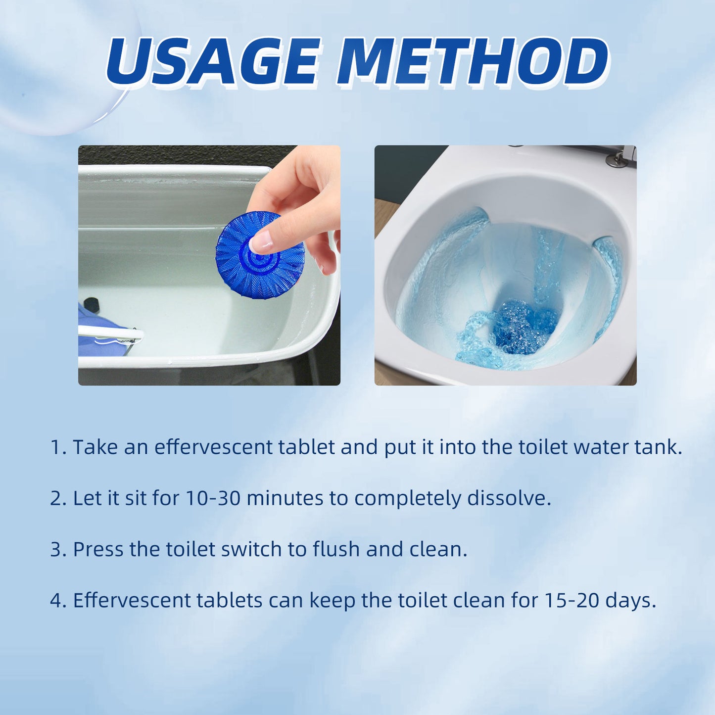 Jaysuing Toilet Blue Bubble Cleaning Block Household Descaling Deodorant Deodorant Fresh Cleaning Block for Toilet