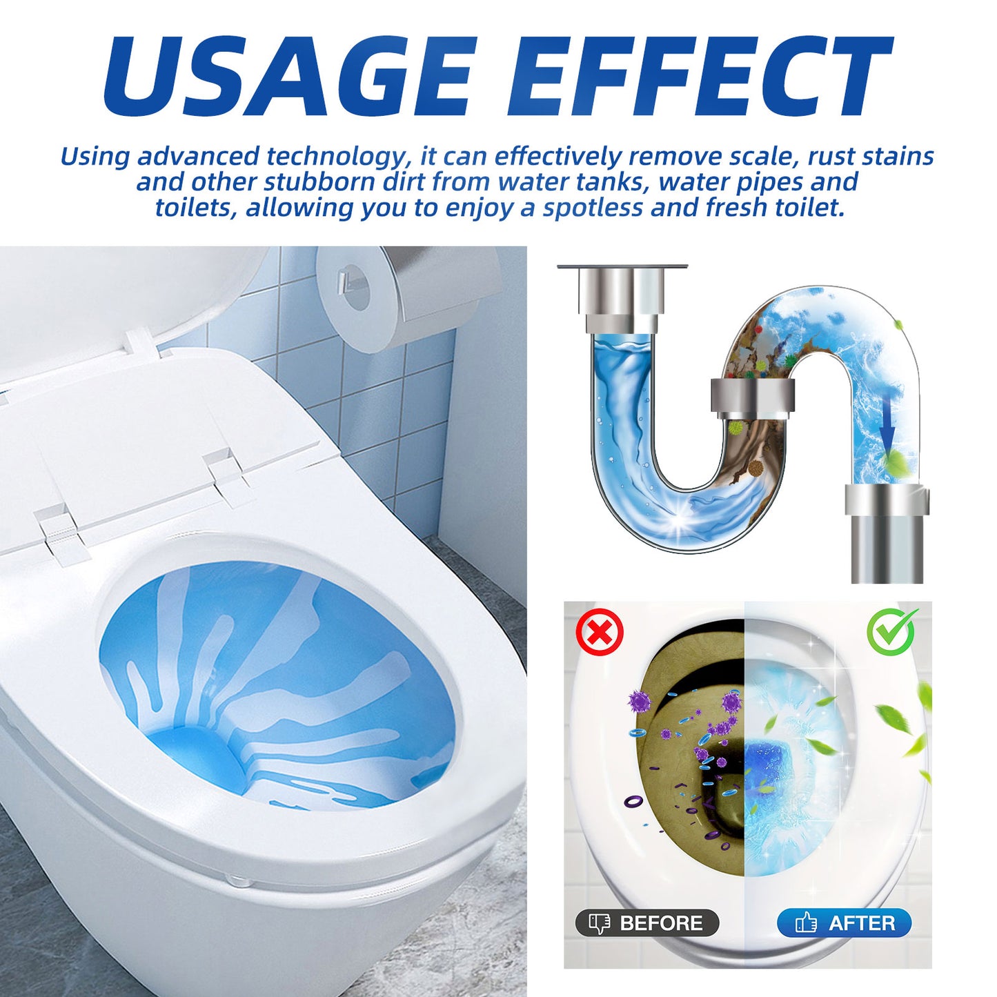 Jaysuing Toilet Blue Bubble Cleaning Block Household Descaling Deodorant Deodorant Fresh Cleaning Block for Toilet