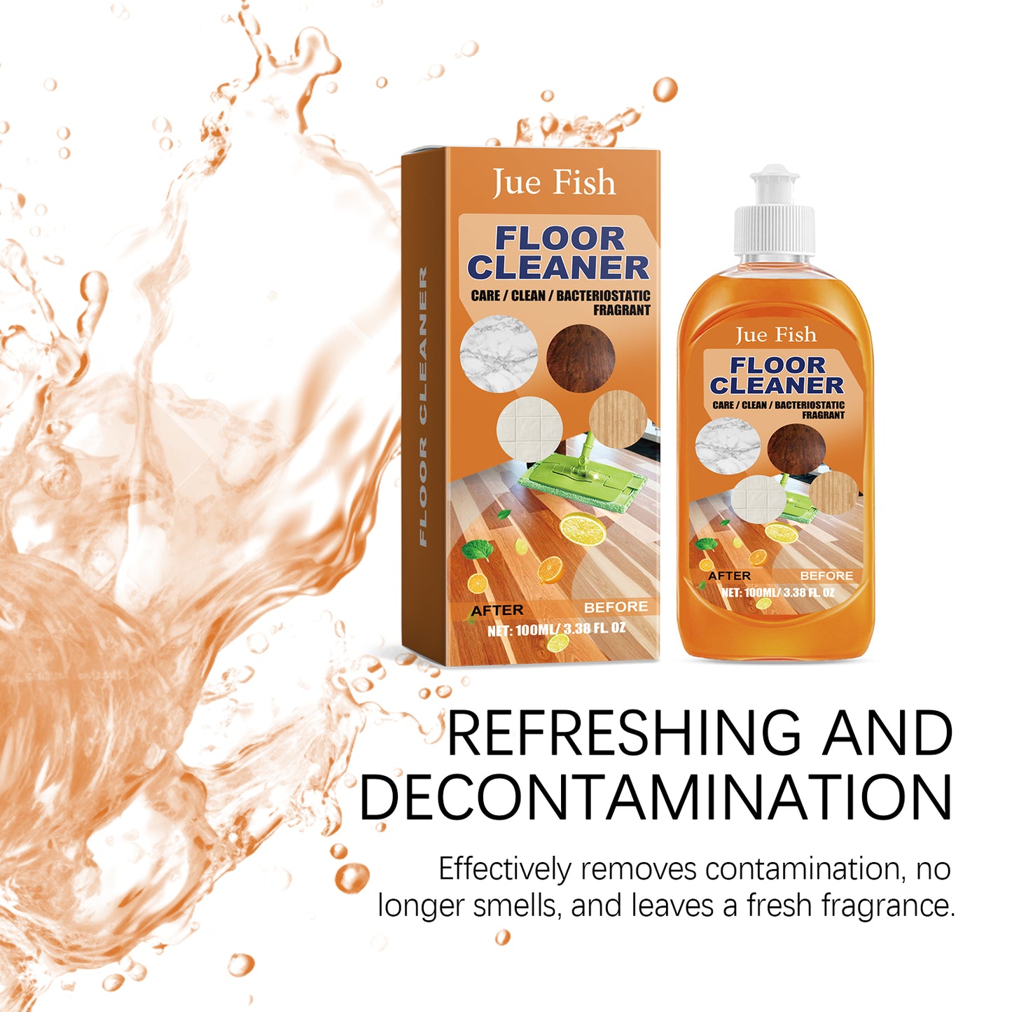 Jue-Fish floor cleaner wood floor cleaning polishing brightening strong decontamination tile cleaner
