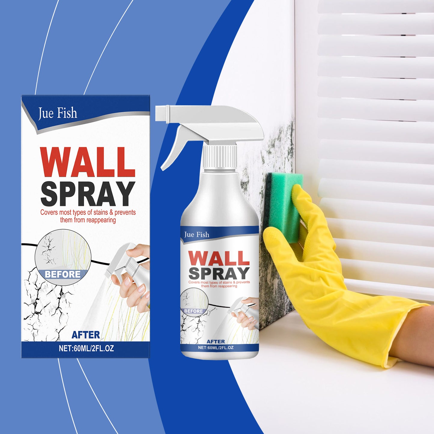 Jue-Fish wall straight spray paint repair household cover stains wall shedding indoor renovation straight spray paint