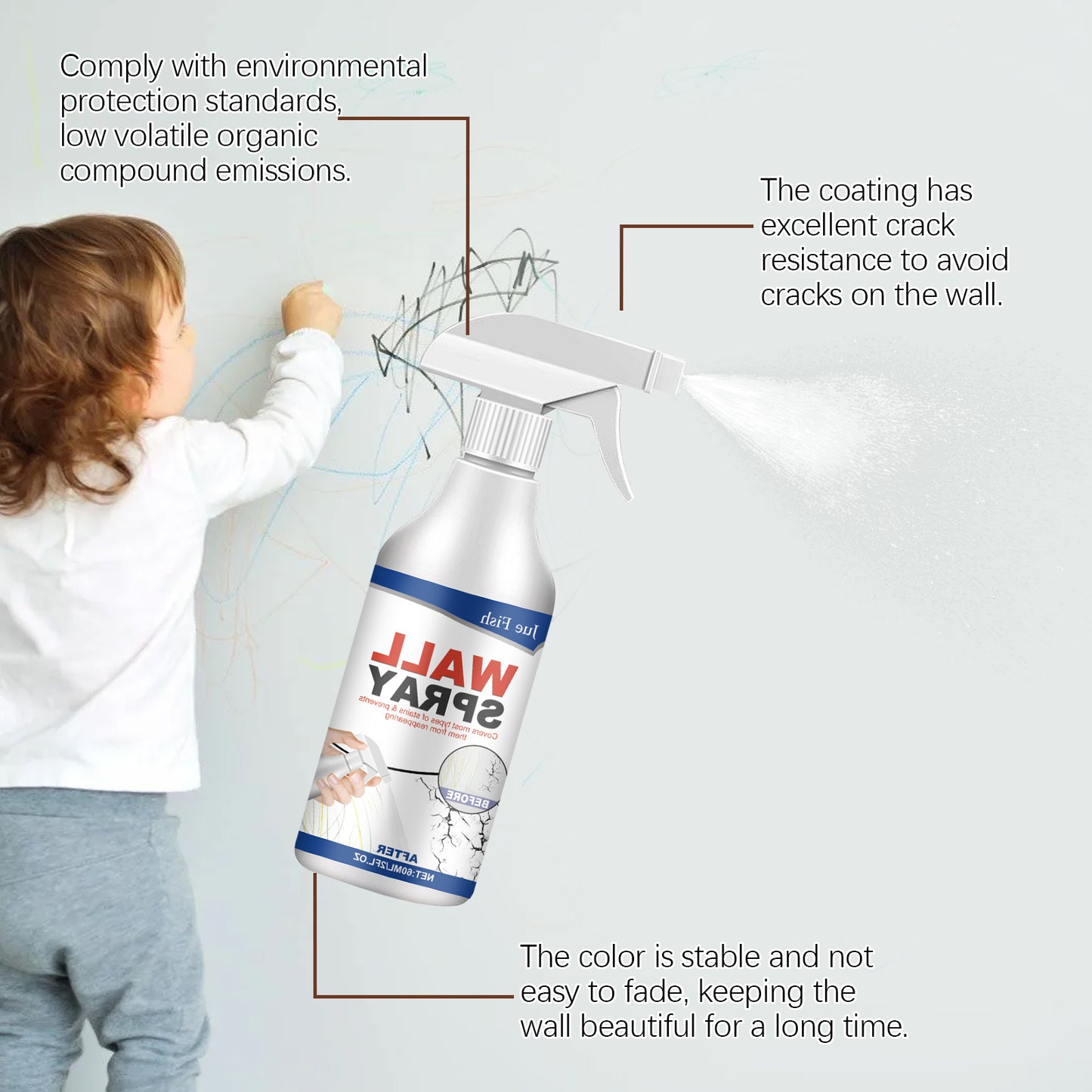 Jue-Fish wall straight spray paint repair household cover stains wall shedding indoor renovation straight spray paint
