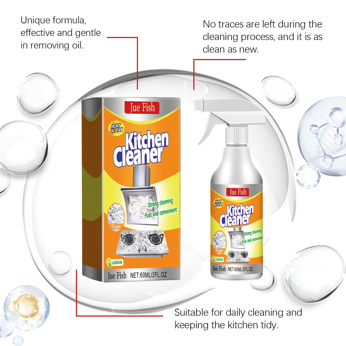 Jue-Fish Kitchen Foam Cleaner Household Kitchen Range Hood Heavy Oil Stain Foam Cleaner Oil Stain Cleaner