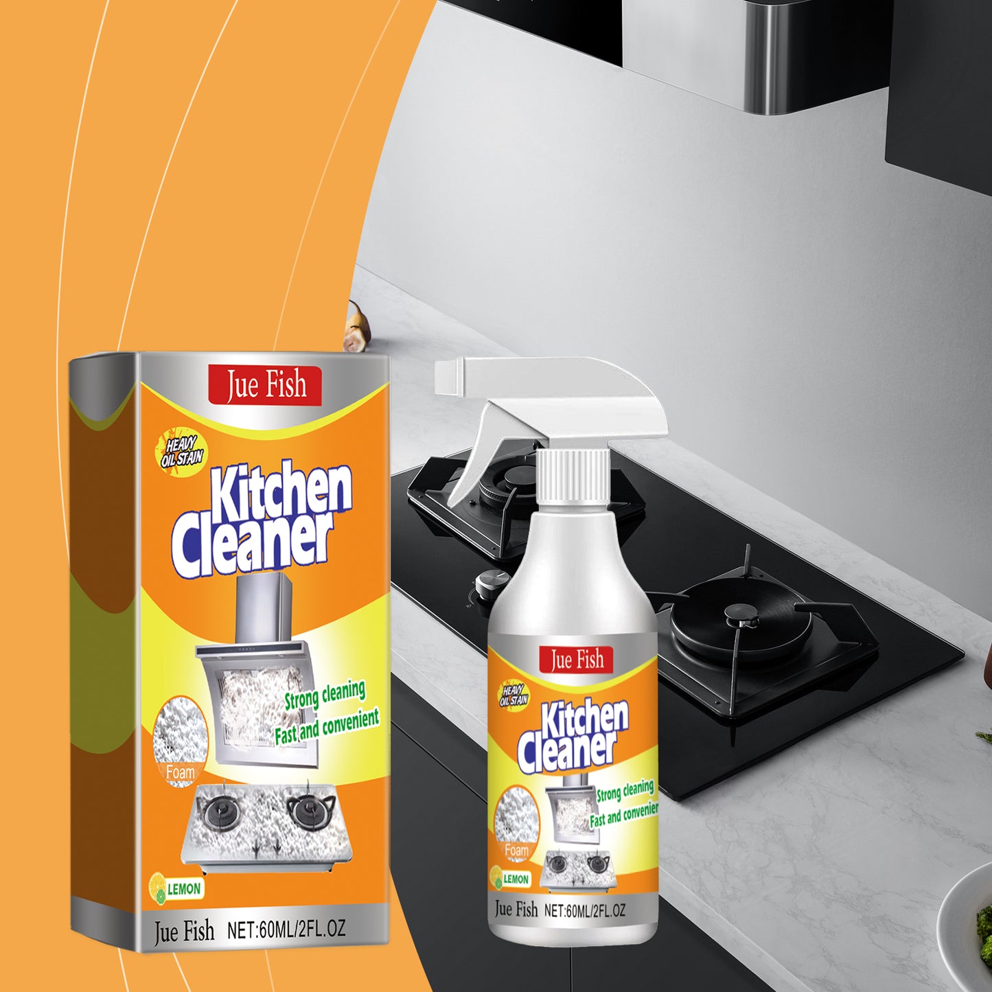 Jue-Fish Kitchen Foam Cleaner Household Kitchen Range Hood Heavy Oil Stain Foam Cleaner Oil Stain Cleaner