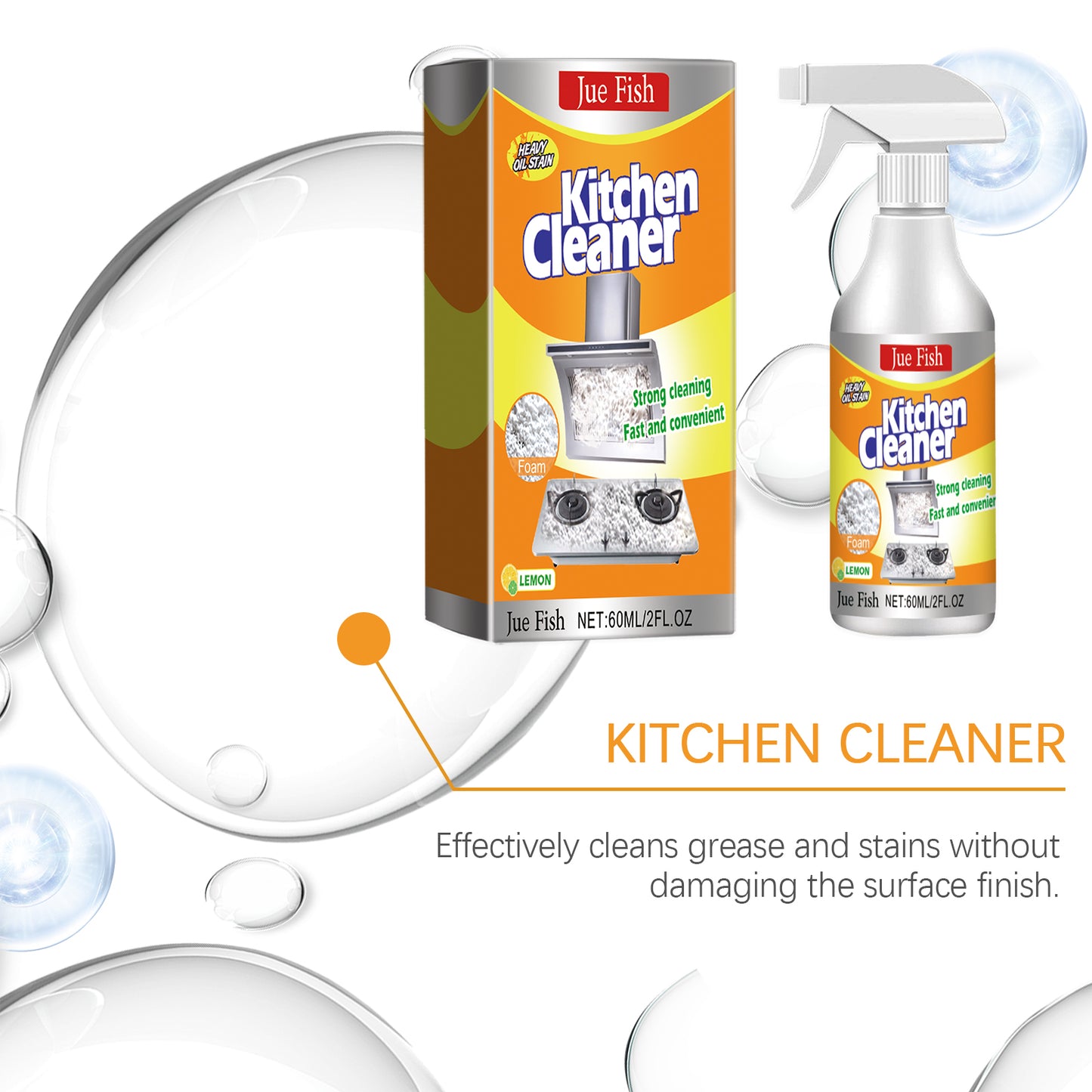Jue-Fish Kitchen Foam Cleaner Household Kitchen Range Hood Heavy Oil Stain Foam Cleaner Oil Stain Cleaner