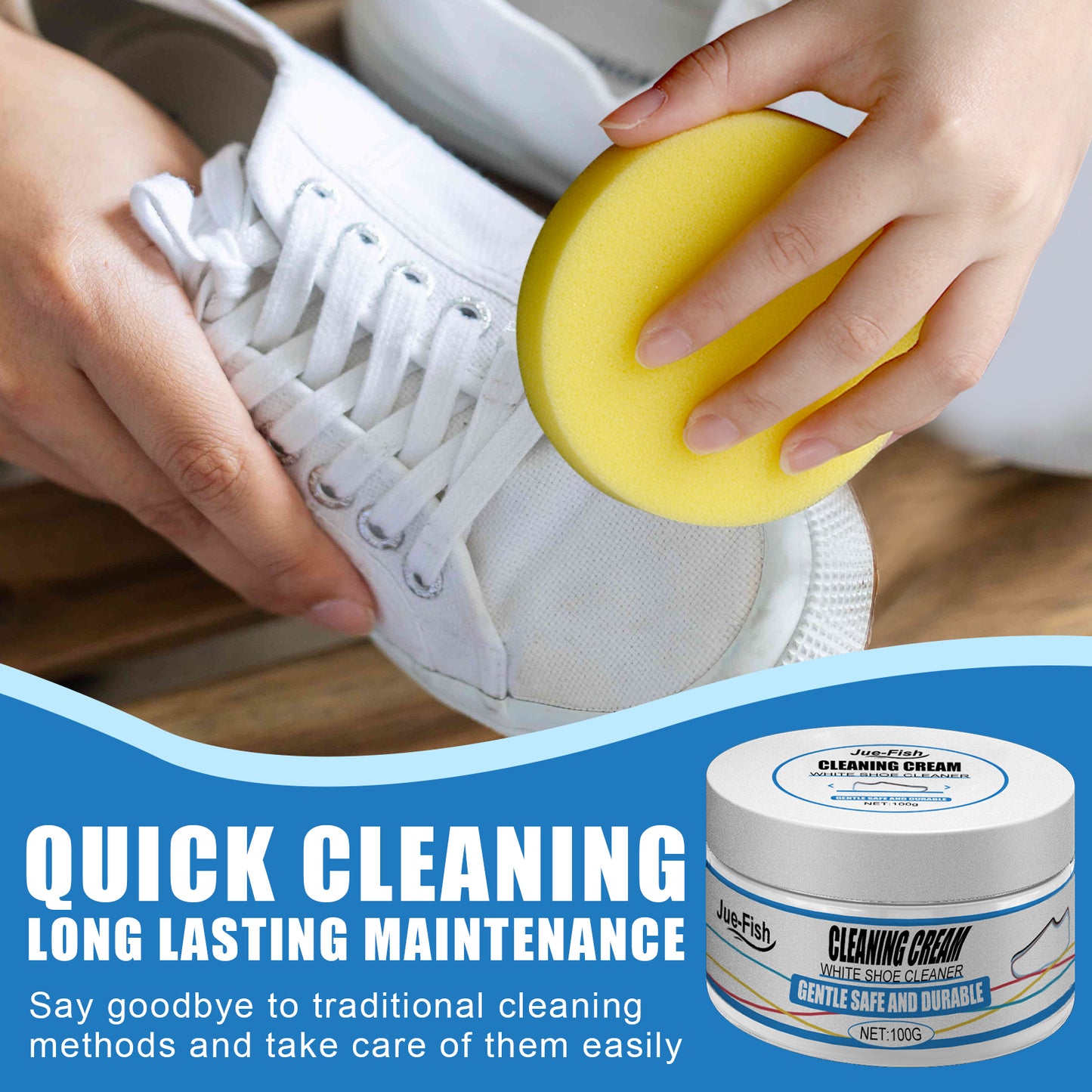 Jue-Fish White Shoes Cleaning Cream Strong Decontamination Cleaning Cream No-Wash Sports Canvas Shoes Cleaning and Stain Removal