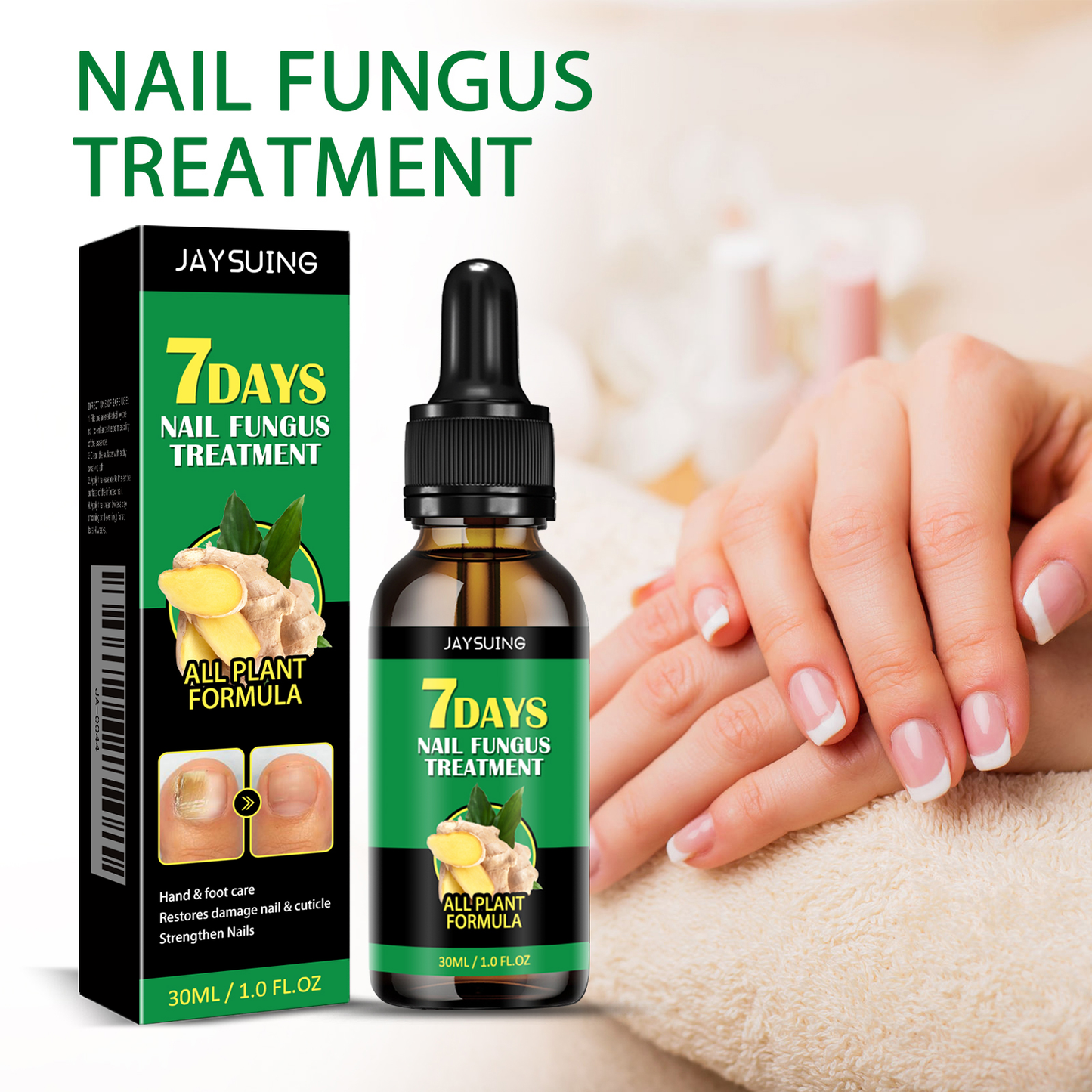 Jaysuing Ginger Nail Care Liquid Repair Hand, Foot, Nail Care Soft Nail Brightening Moisturizing Liquid Nail Grey