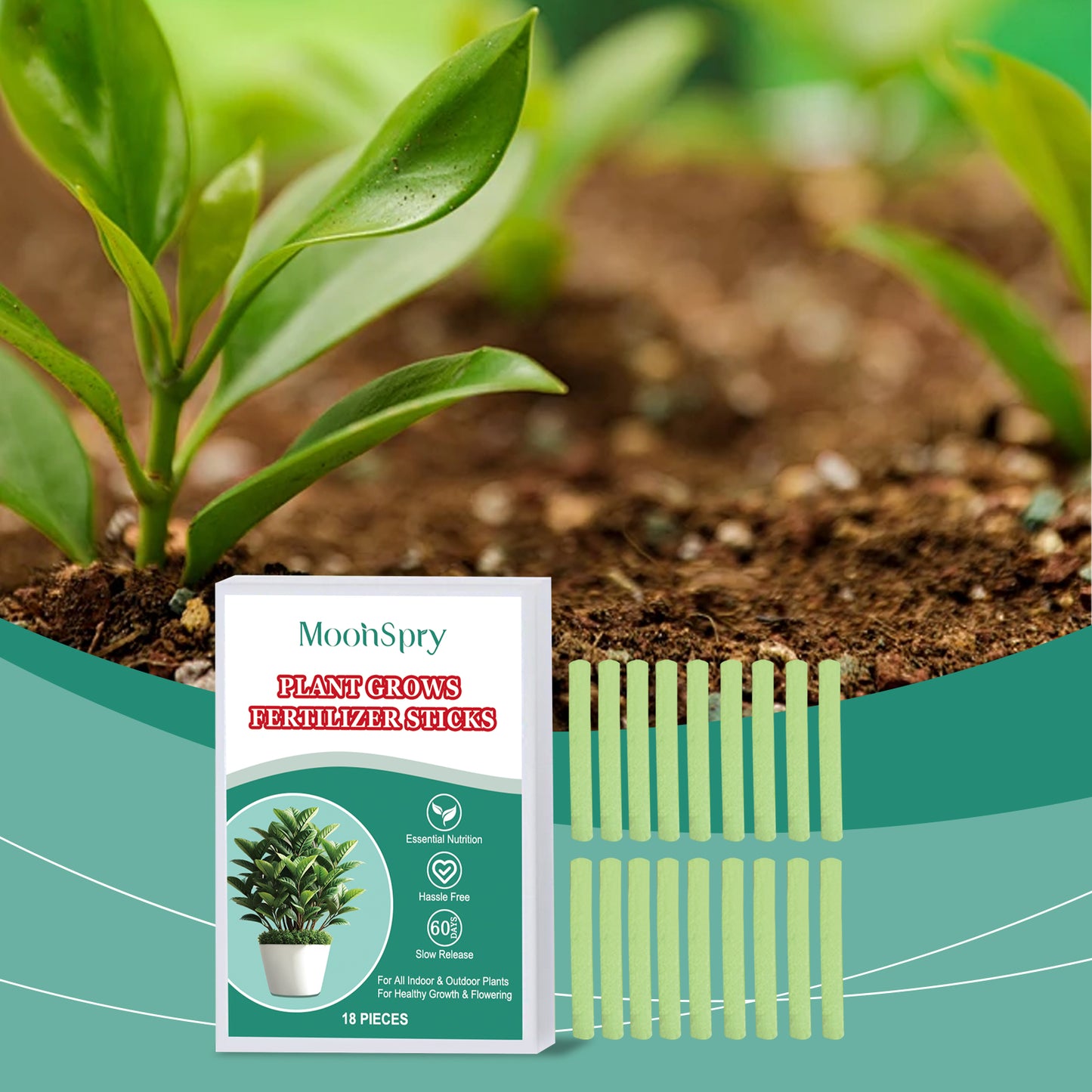 MoonSpry plant growth fertilizer stick slow release fertilizer nutrition seaweed fertilizer plant growth horticultural fertilizer stick