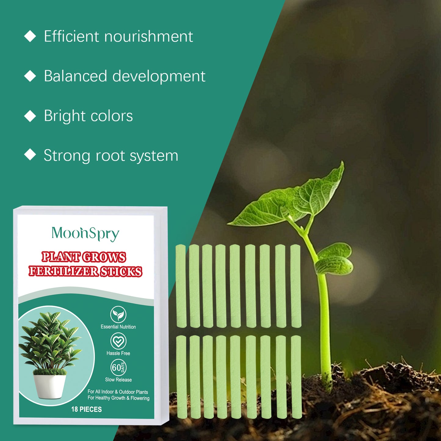MoonSpry plant growth fertilizer stick slow release fertilizer nutrition seaweed fertilizer plant growth horticultural fertilizer stick