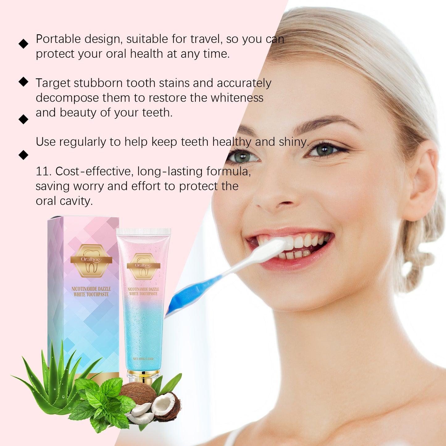 Oralhoe Niacinamide Toothpaste Cleaning Odor Dirt Care Teeth Oral Daily Care Mint Toothpaste