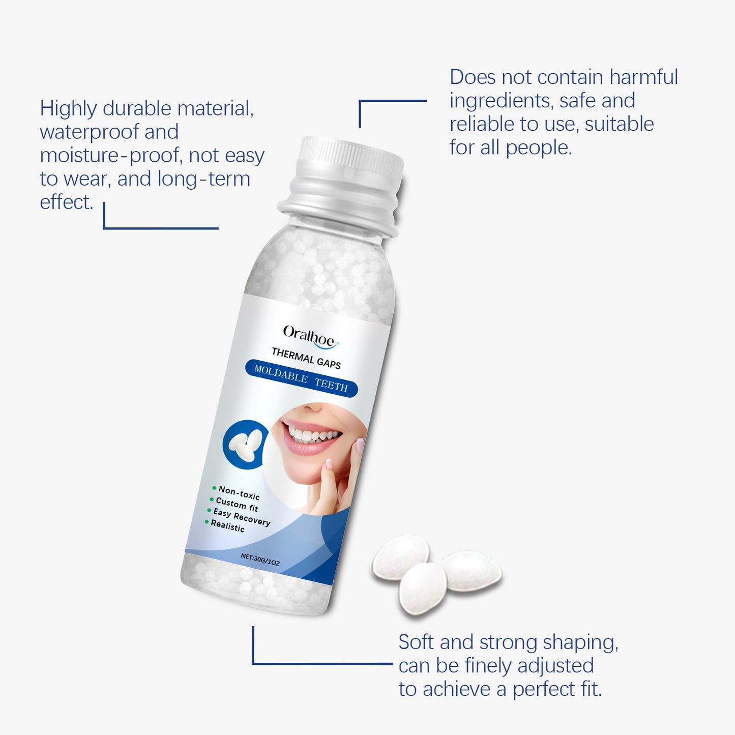 Oralhoe moldable solid tooth glue modified teeth temporary filling cavity filling glue denture filling glue