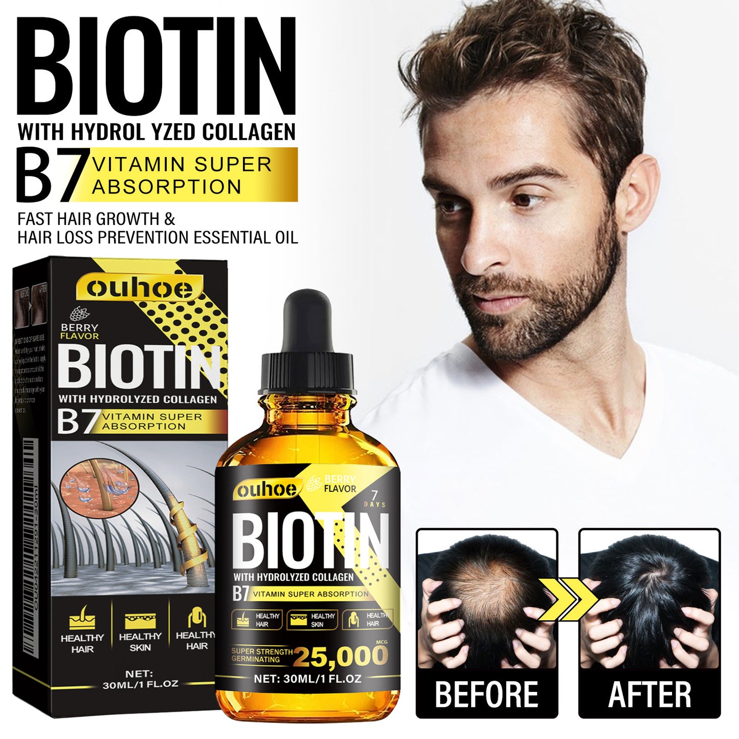 OUHOE Collagen B7 Vitamin Hair Care Essential Oil Nourishing Hair Gentle Hair Care Smooth Hair