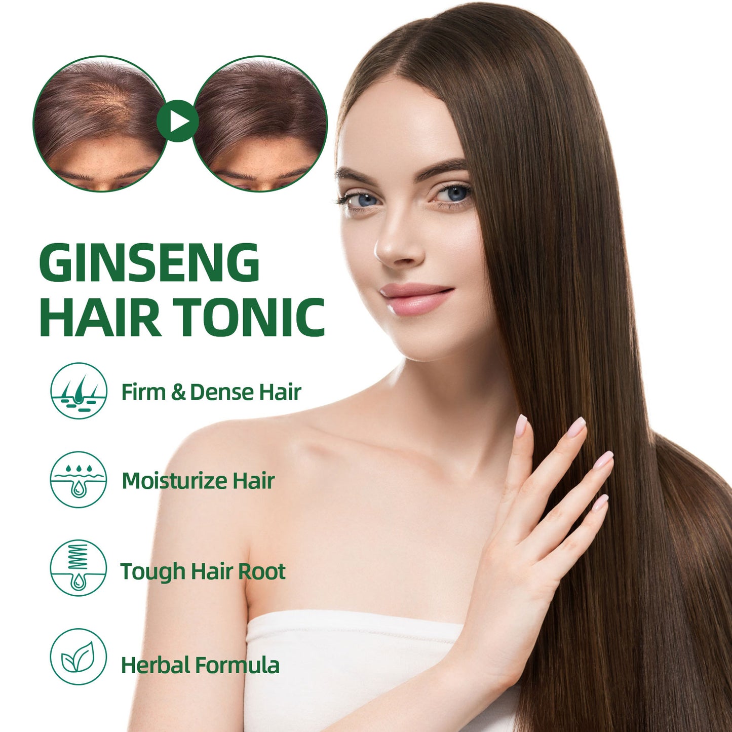 OUHOE Ginseng Hair Growth Liquid Ginseng Essence Moisturizing Hair Anti-falling Hair Growth Spray