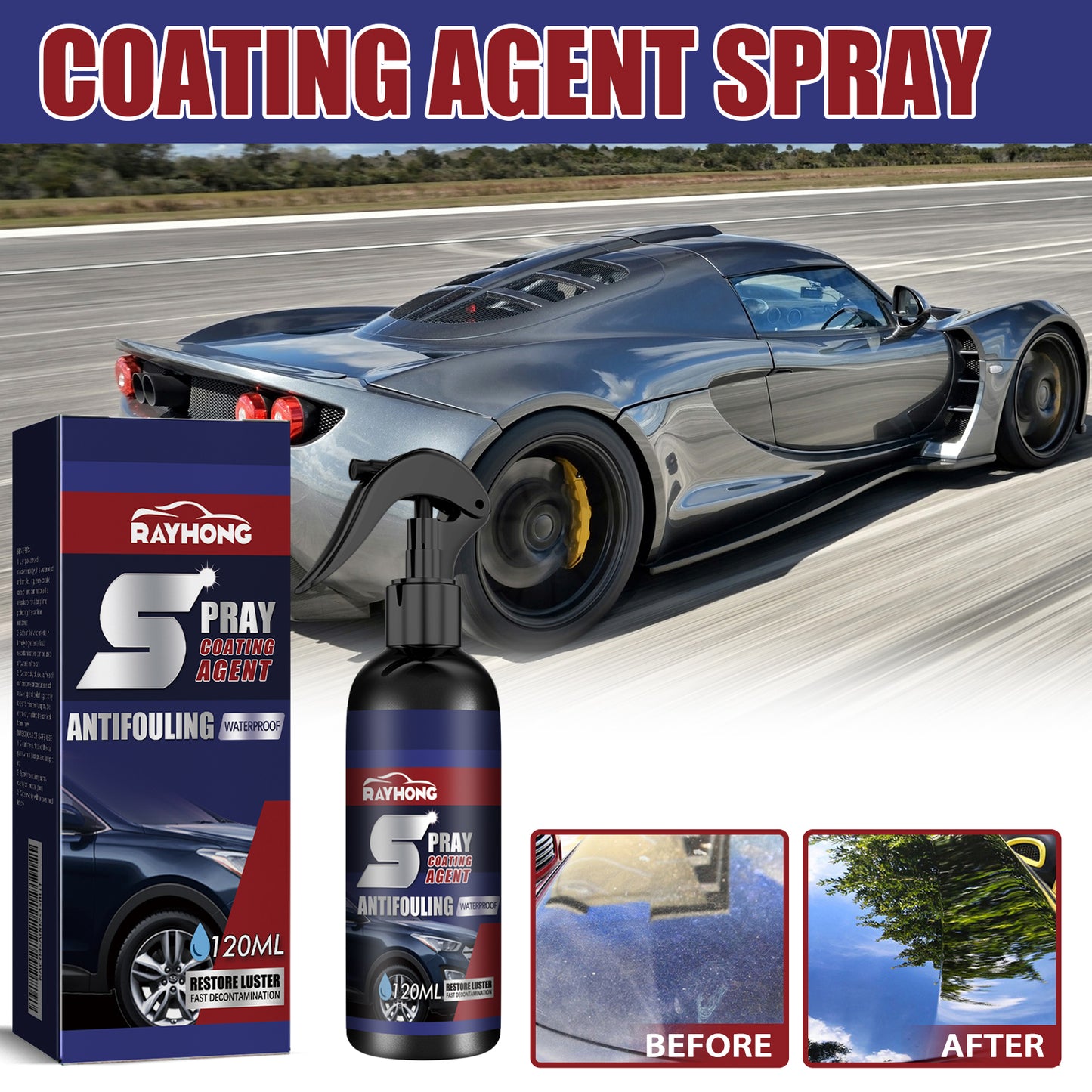 Rayhong automobile coating spray curing paint surface decontamination black brightening automobile coating nano coating spray