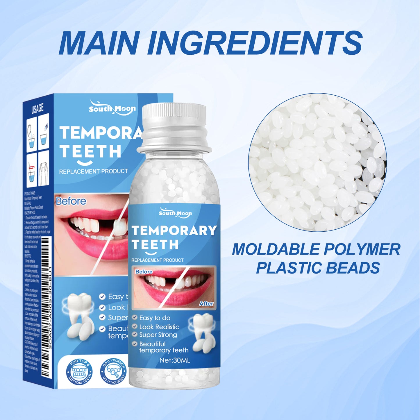 South Moon Solid Tooth Gel Modified Teeth Temporary Fillings Holes Fillings Glue Denture Gum