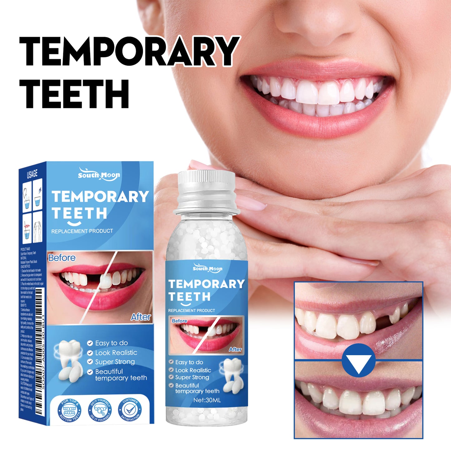 South Moon Solid Tooth Gel Modified Teeth Temporary Fillings Holes Fillings Glue Denture Gum