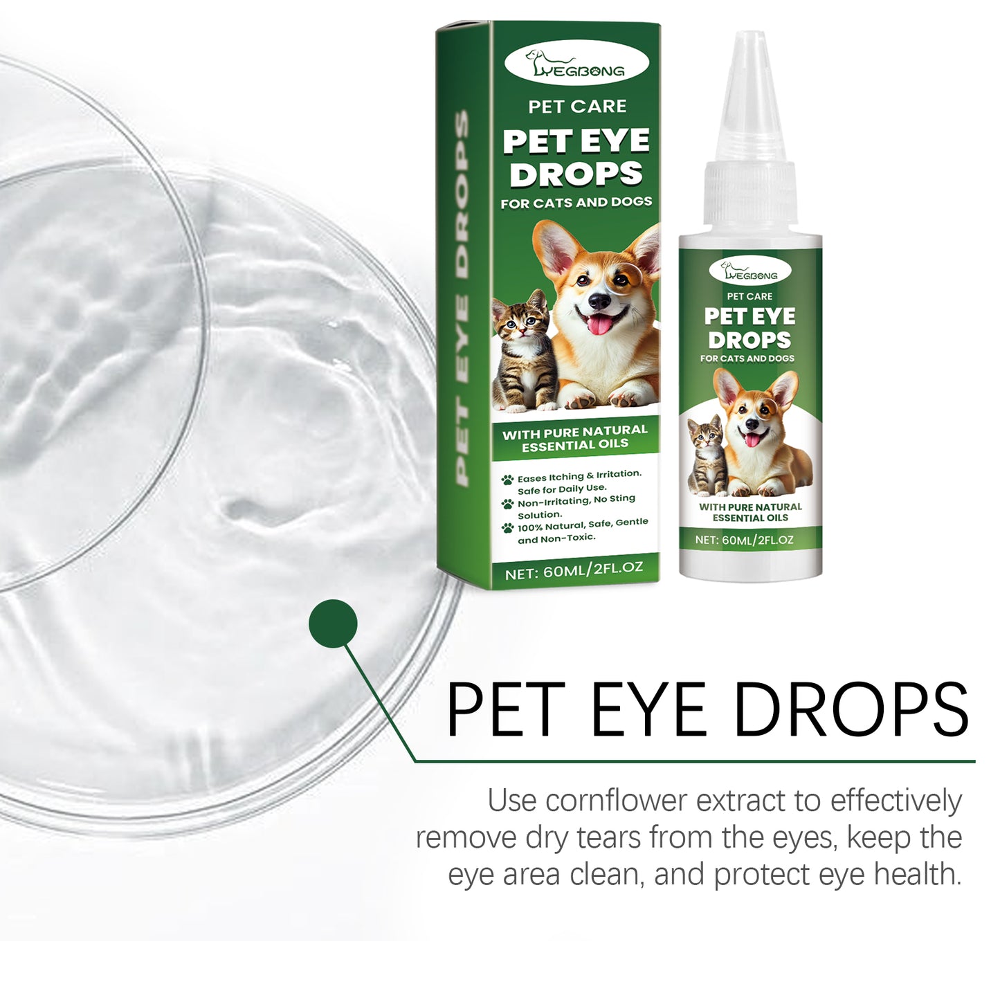 Yegbong Pet Eye Drops Dog Tear Trap Cleaning Pet Eye Drops Cat Eye Cleaning Supplies