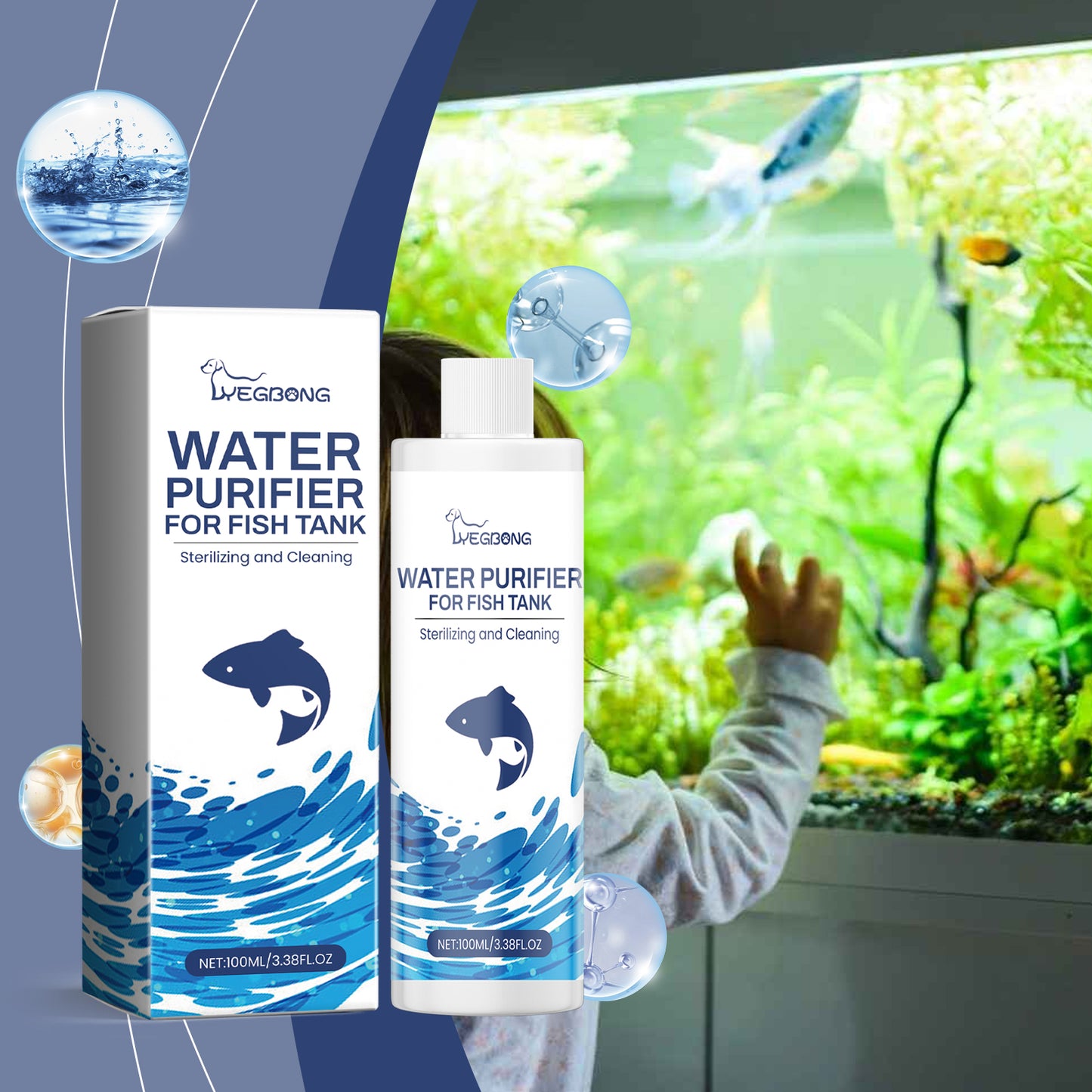 Yegbong fish tank water quality clarifier aquarium water quality clarification household fish tank decontamination cleaner