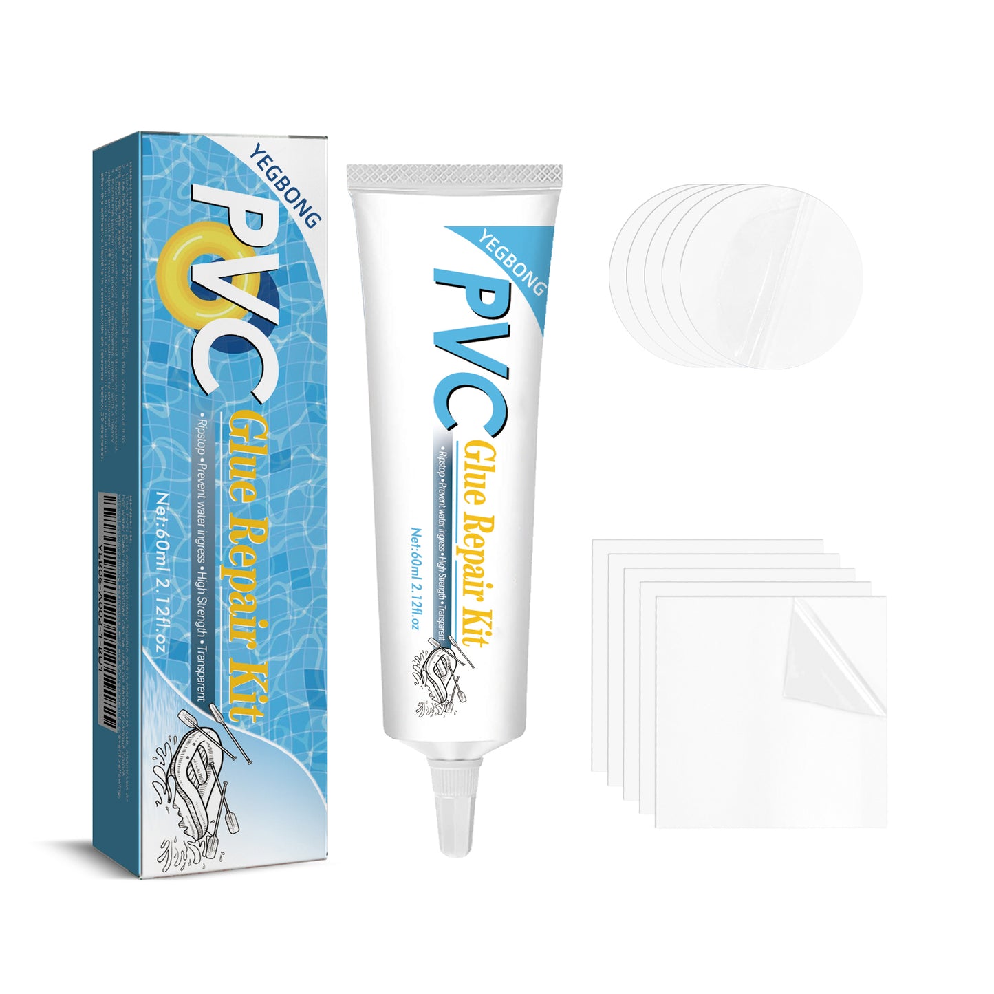 Yegbong swimming pool maintenance kit swimming ring air cushion tent crack air leakage waterproof transparent adhesive repair subsidy