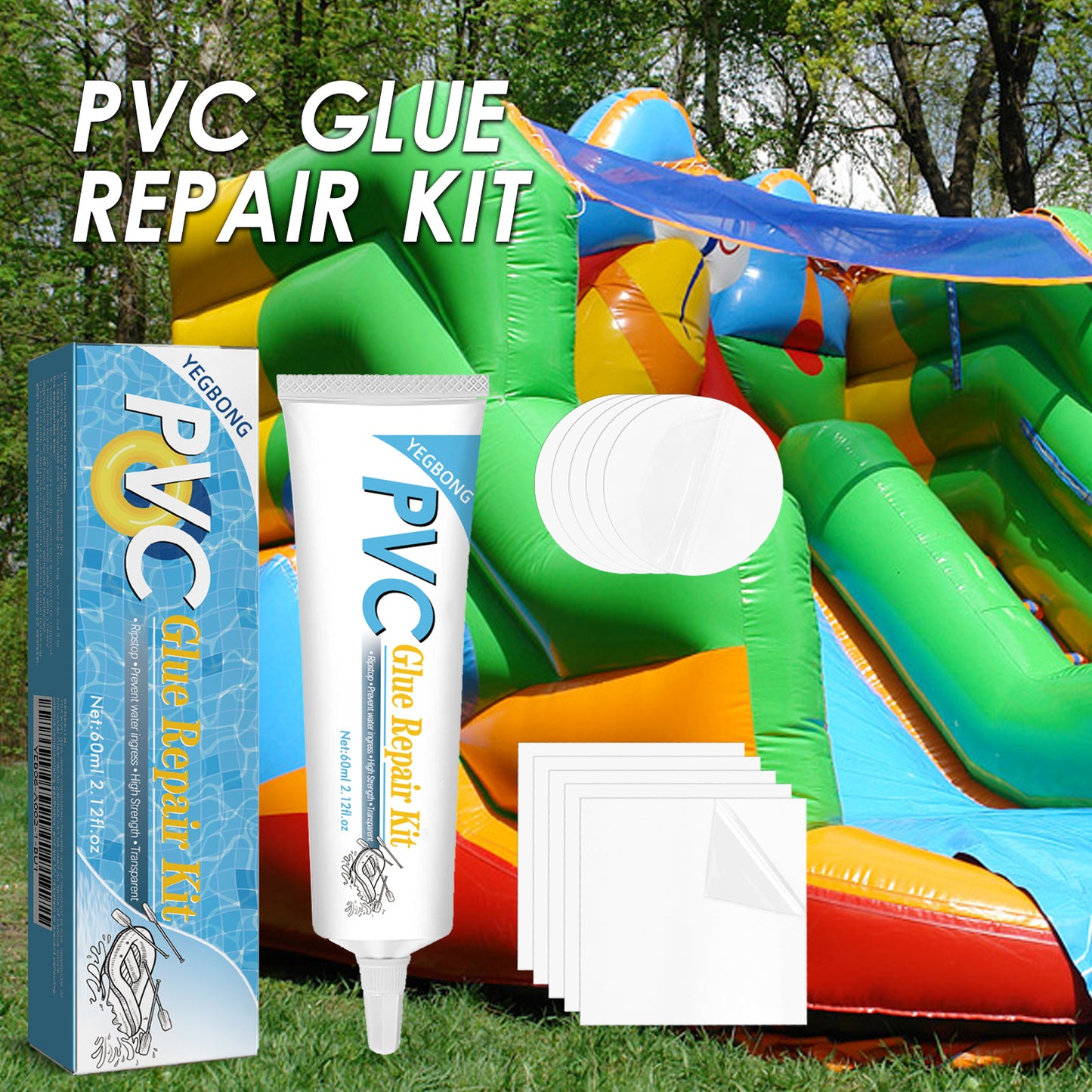 Yegbong swimming pool maintenance kit swimming ring air cushion tent crack air leakage waterproof transparent adhesive repair subsidy