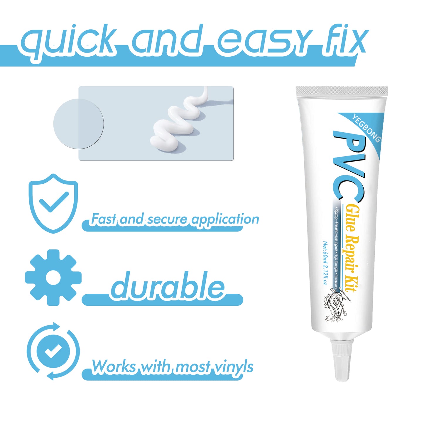 Yegbong swimming pool maintenance kit swimming ring air cushion tent crack air leakage waterproof transparent adhesive repair subsidy