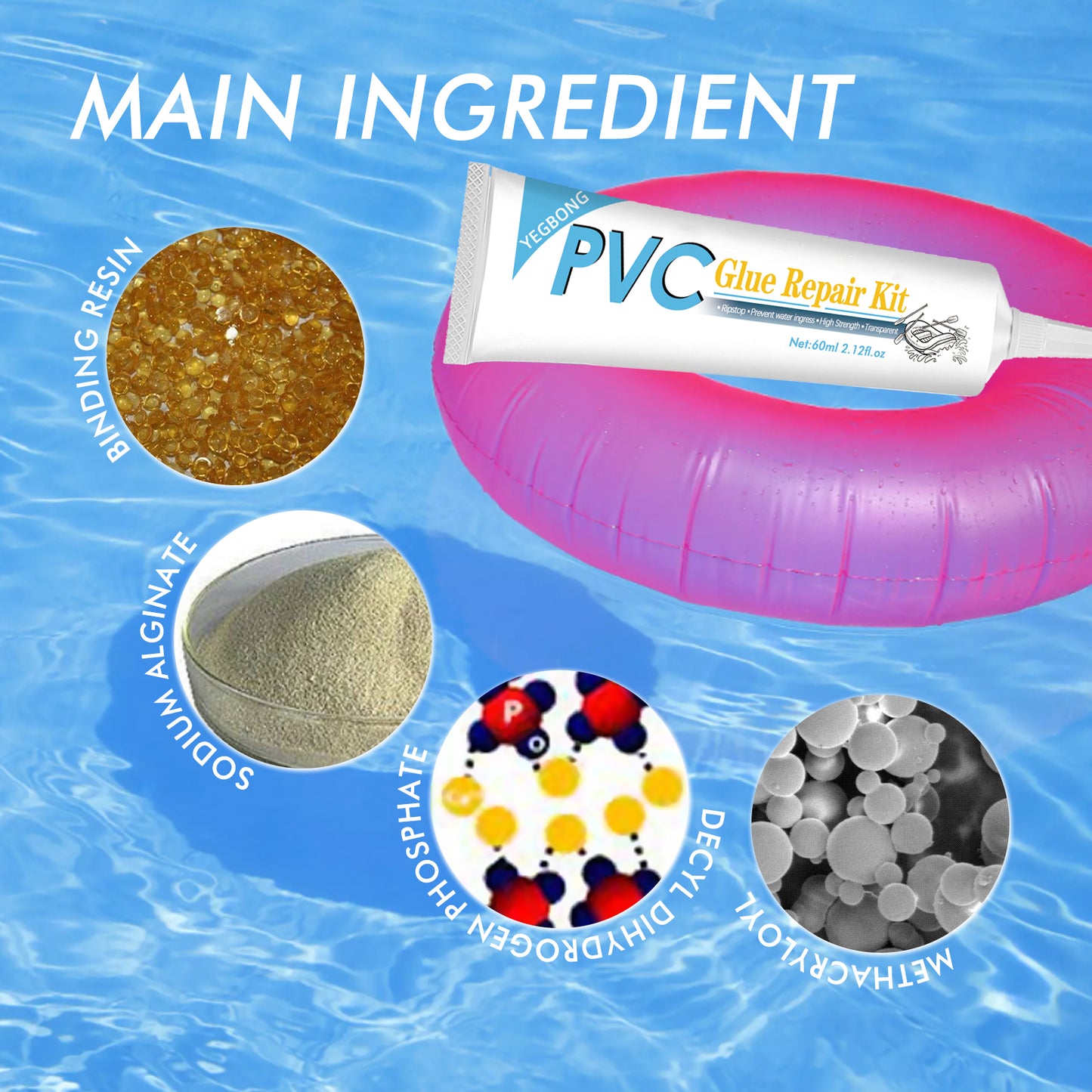 Yegbong swimming pool maintenance kit swimming ring air cushion tent crack air leakage waterproof transparent adhesive repair subsidy