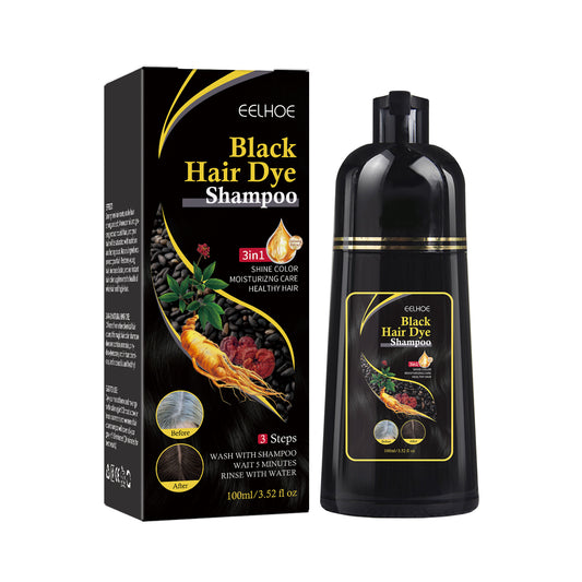 EELHOE Black Hair Shampoo, Polygonum multiflorum essence, moisturizing, cleaning, repairing, black and soft hair shampoo