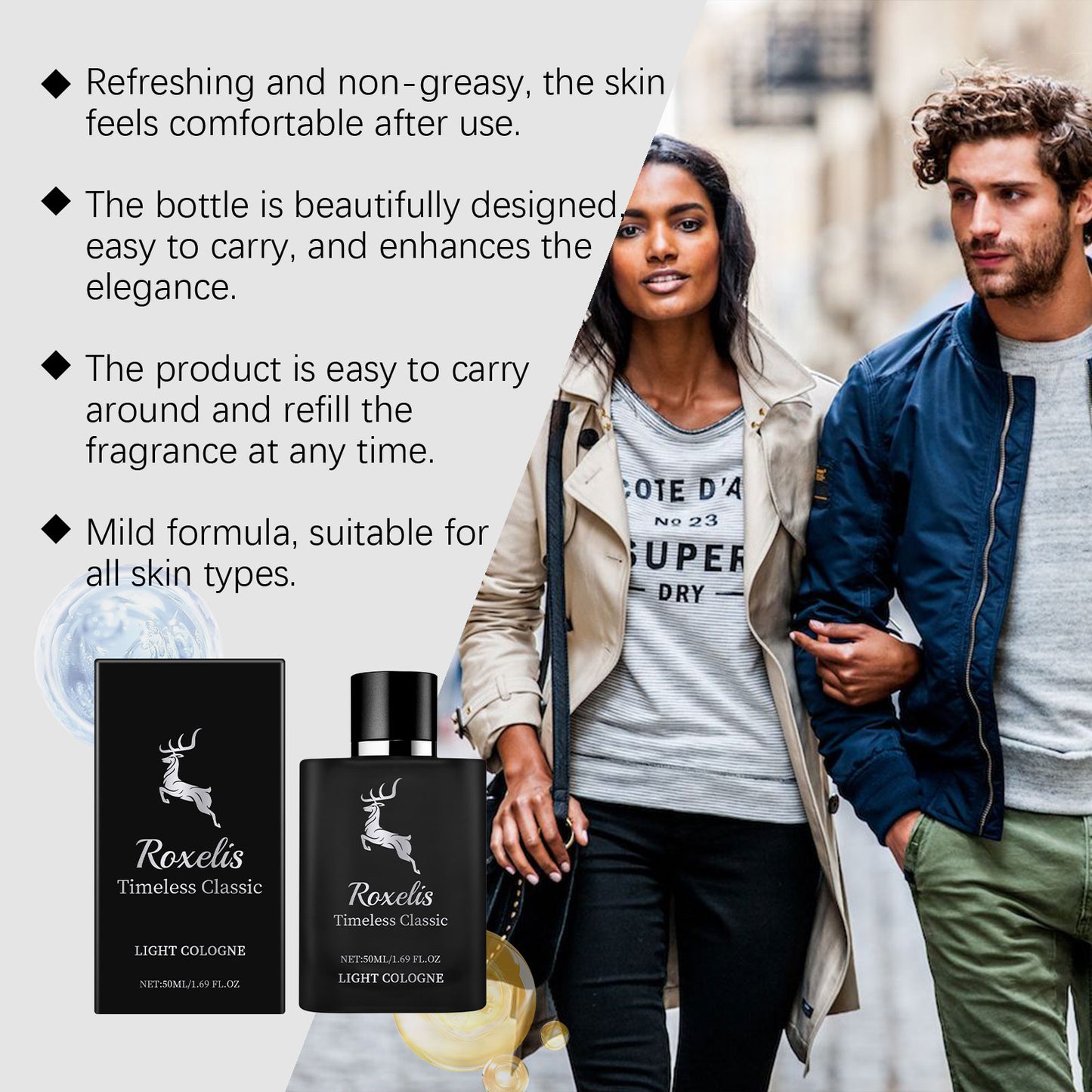 Roxelis Charm Perfume Classic Cologne Natural Fresh Elegant Lasting Fragrance Elegant Portable Dating Perfume