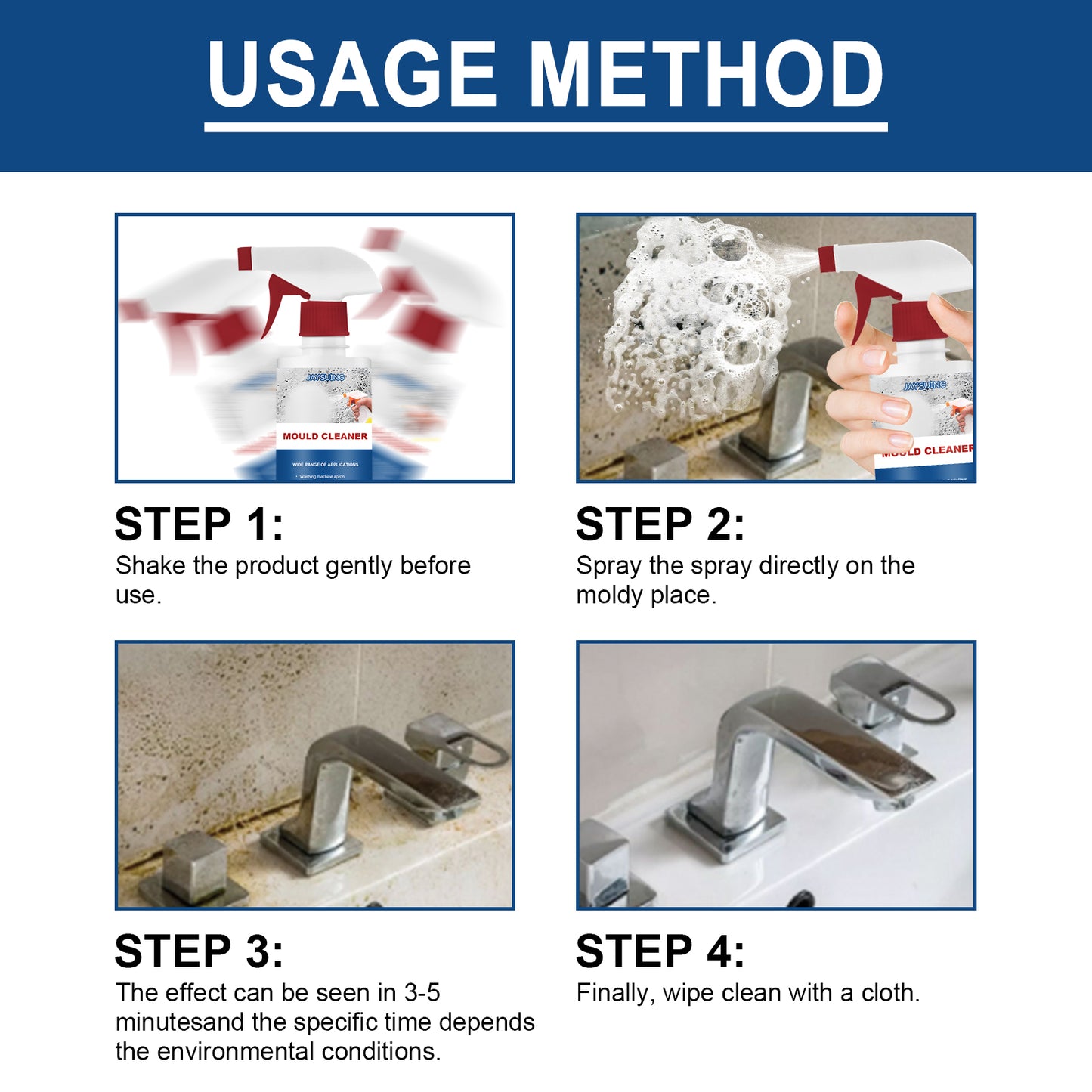 Jaysuing Mould Removal Spray Ceiling Bathroom Tile Wall Multi-effect Cleaning Mould Removal Spray