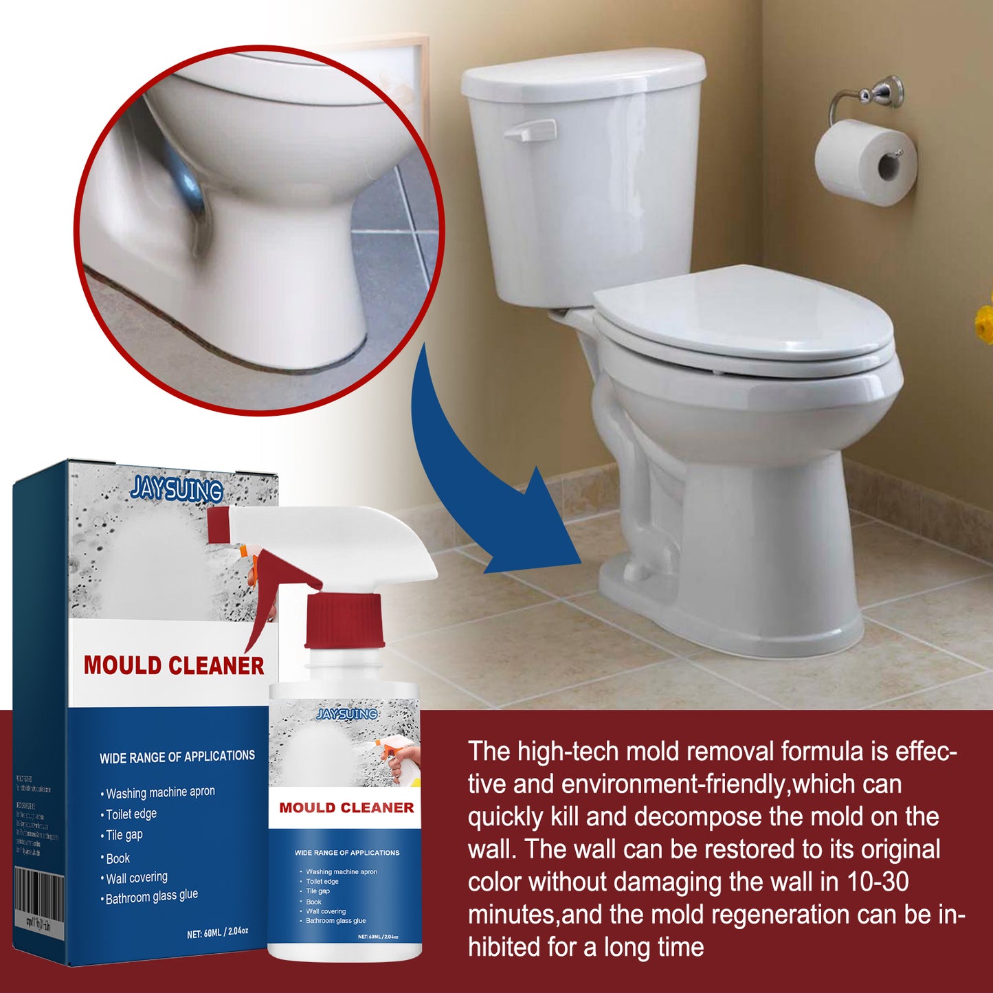 Jaysuing Mould Removal Spray Ceiling Bathroom Tile Wall Multi-effect Cleaning Mould Removal Spray