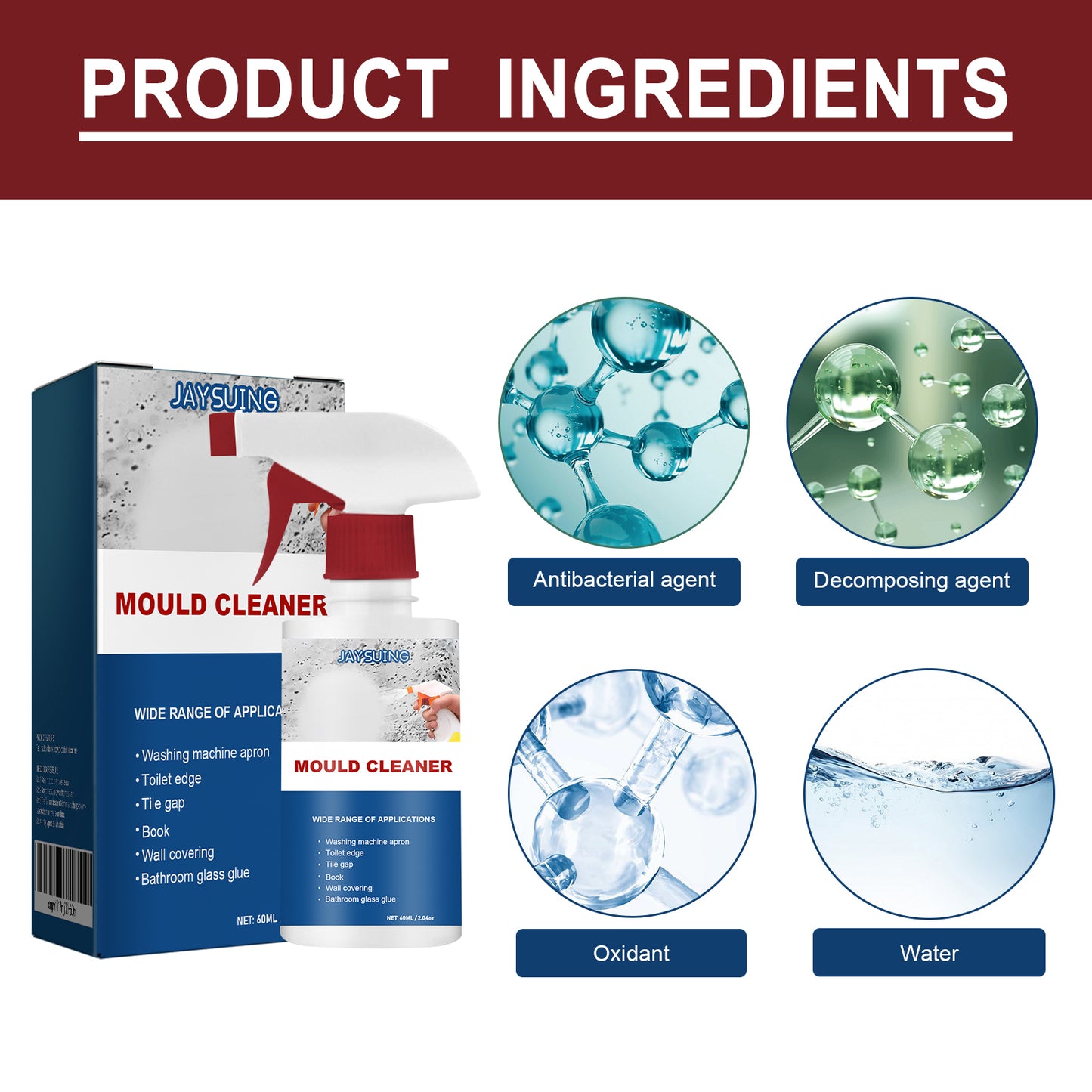 Jaysuing Mould Removal Spray Ceiling Bathroom Tile Wall Multi-effect Cleaning Mould Removal Spray
