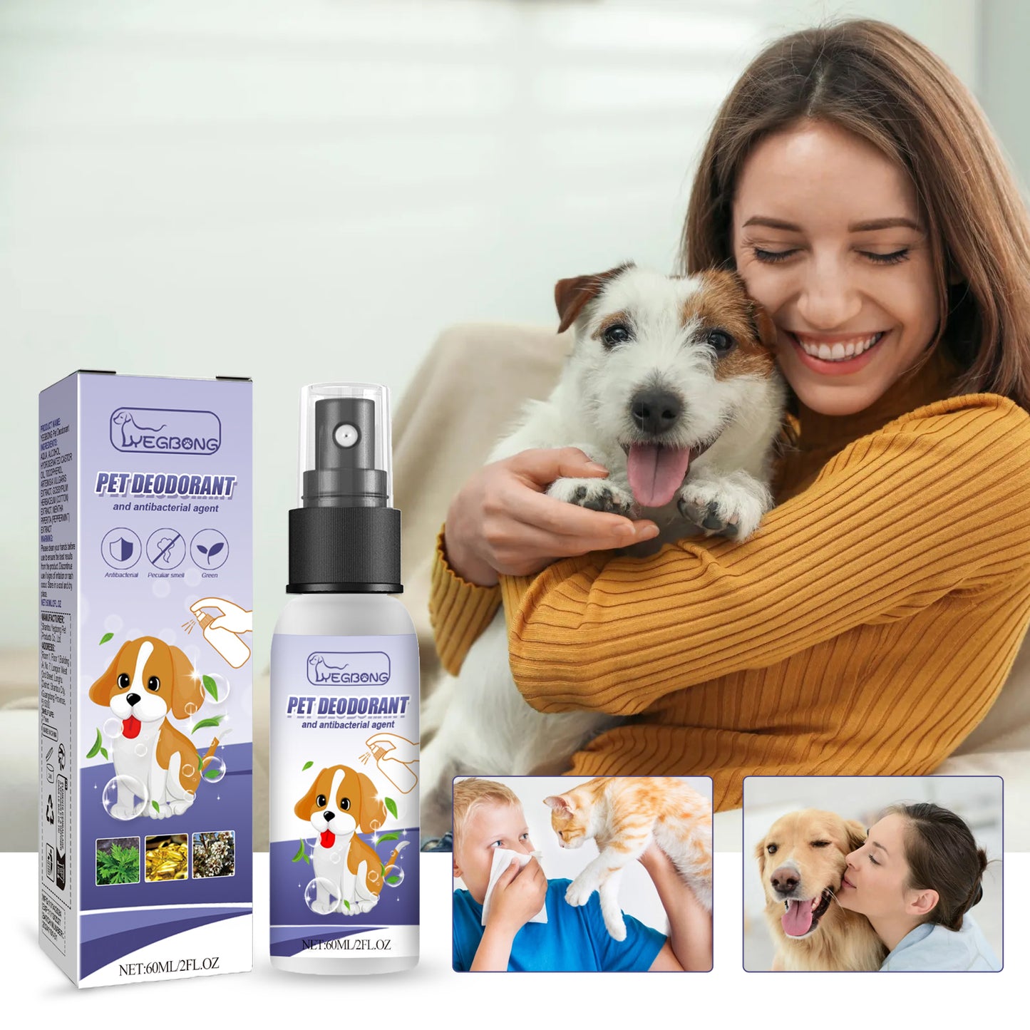 Yegbong pet deodorant spray deodorant dog cat to urine odor body odor stool odor fresh air